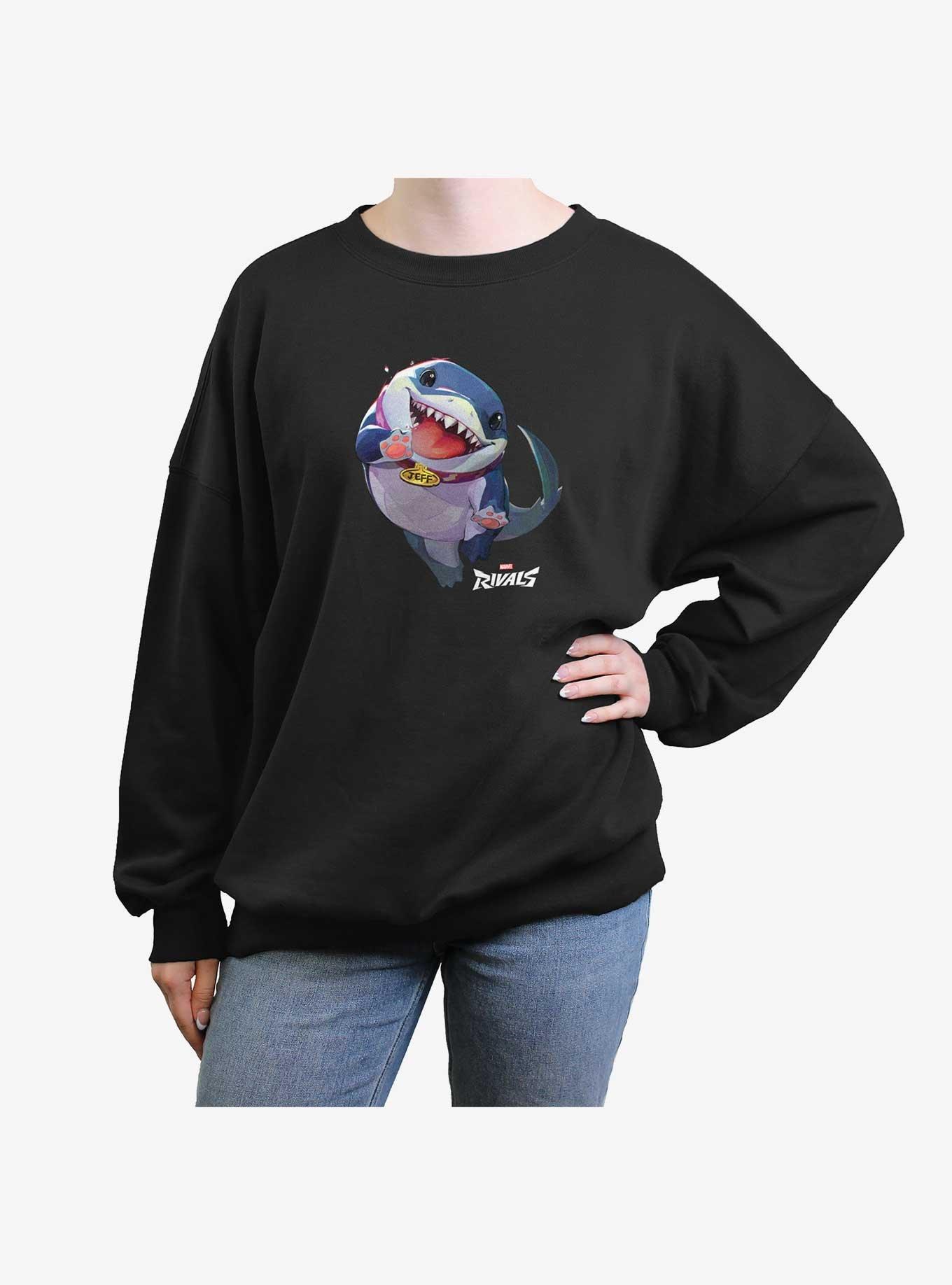 Marvel Rivals Jeff The Shark Girls Oversized Sweatshirt, BLACK, hi-res