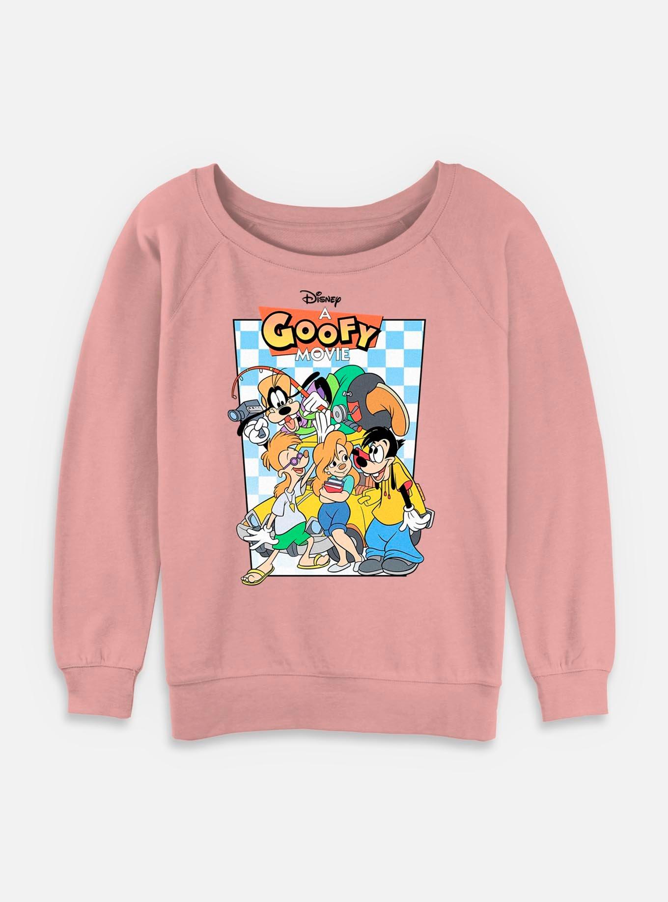 Disney Goofy Group Checkered Pattern Womens Slouchy Sweatshirt, , hi-res