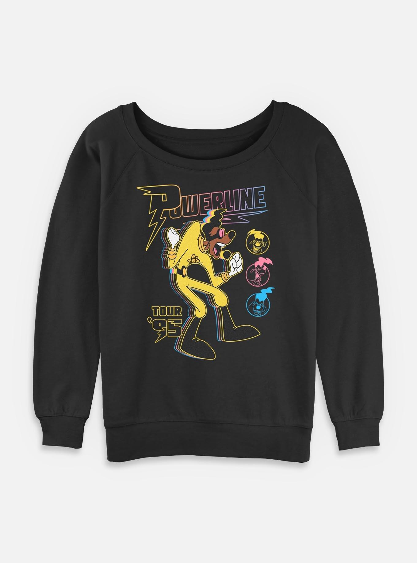 Disney Goofy Powerline Tour Womens Slouchy Sweatshirt, BLACK, hi-res