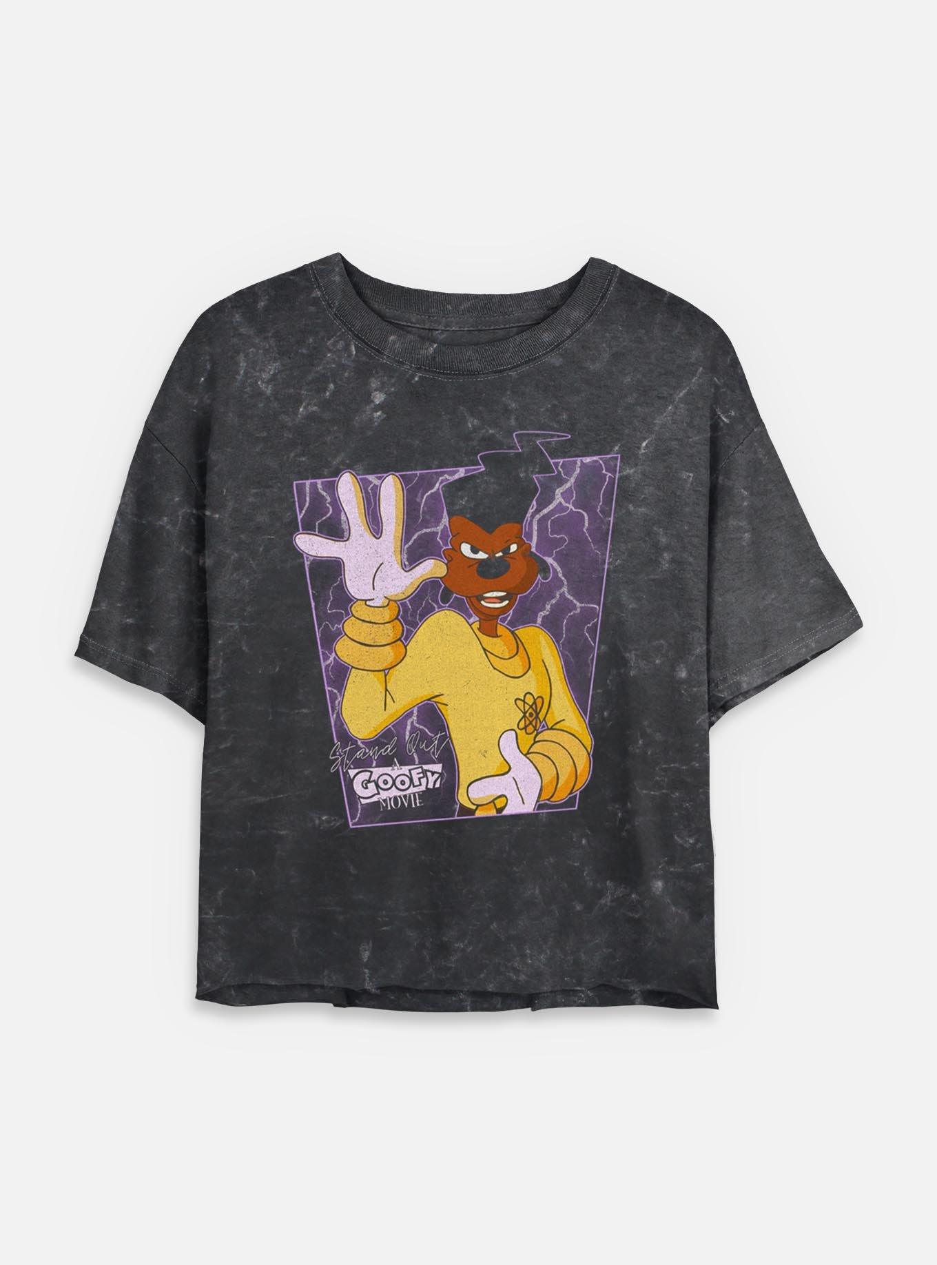 Disney Goofy Powerline Portrait Mineral Wash Womens Crop T-Shirt, , hi-res