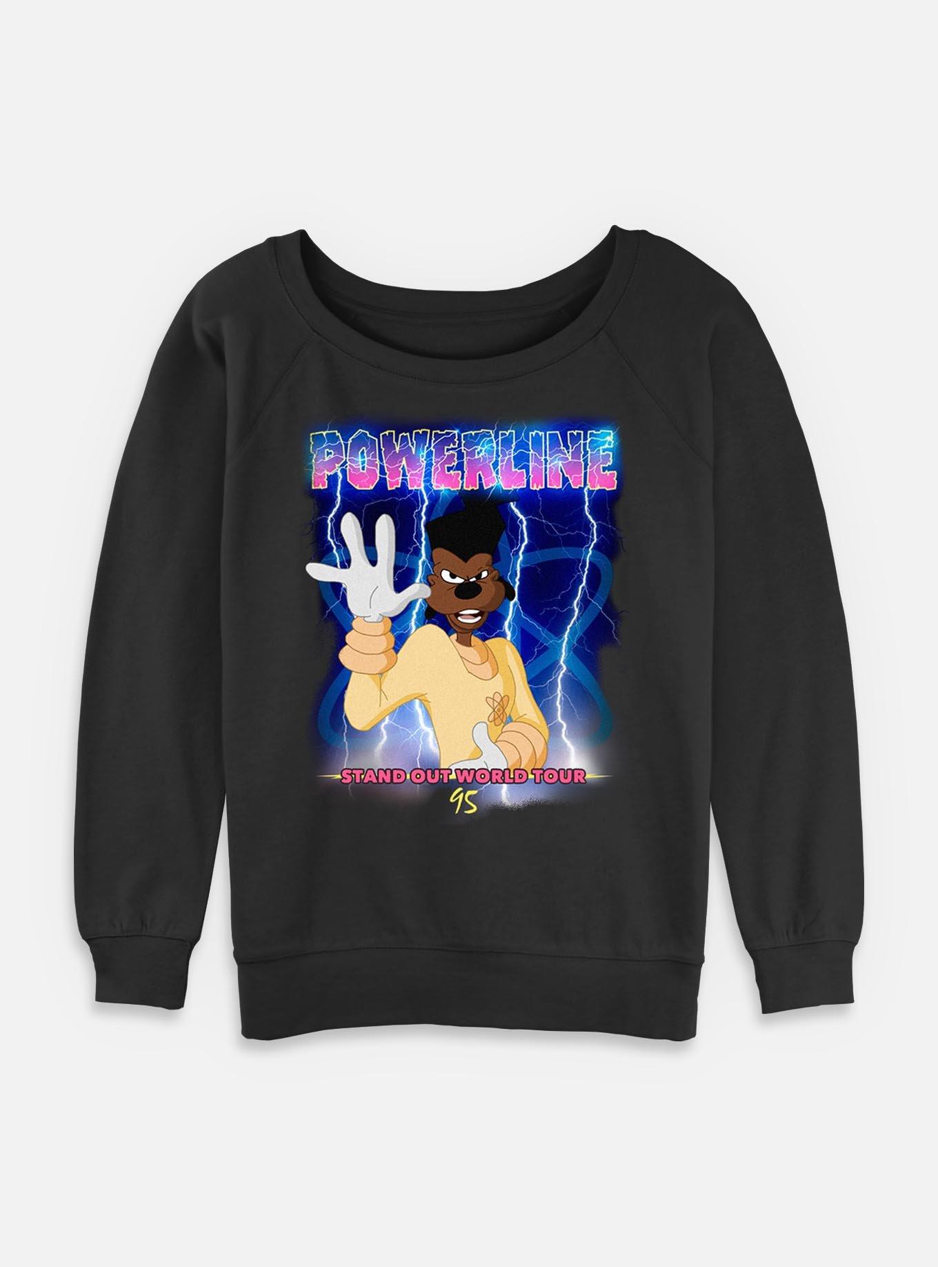 Disney Goofy Powerline Tour 96Womens Slouchy Sweatshirt, BLACK, hi-res