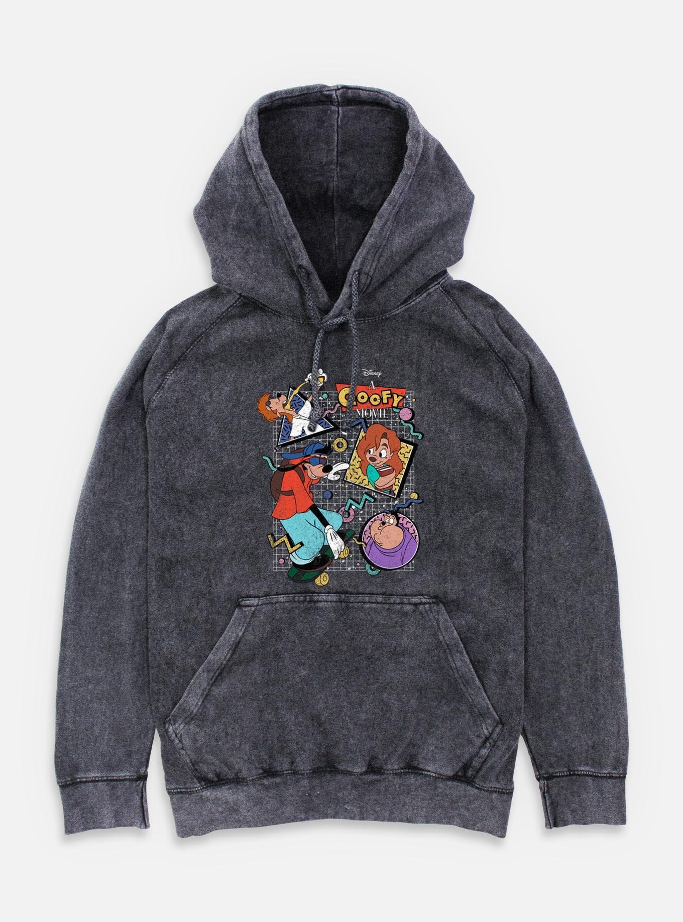 Disney Goofy 90s Goof Collage Mineral Wash Hoodie, BLACK, hi-res