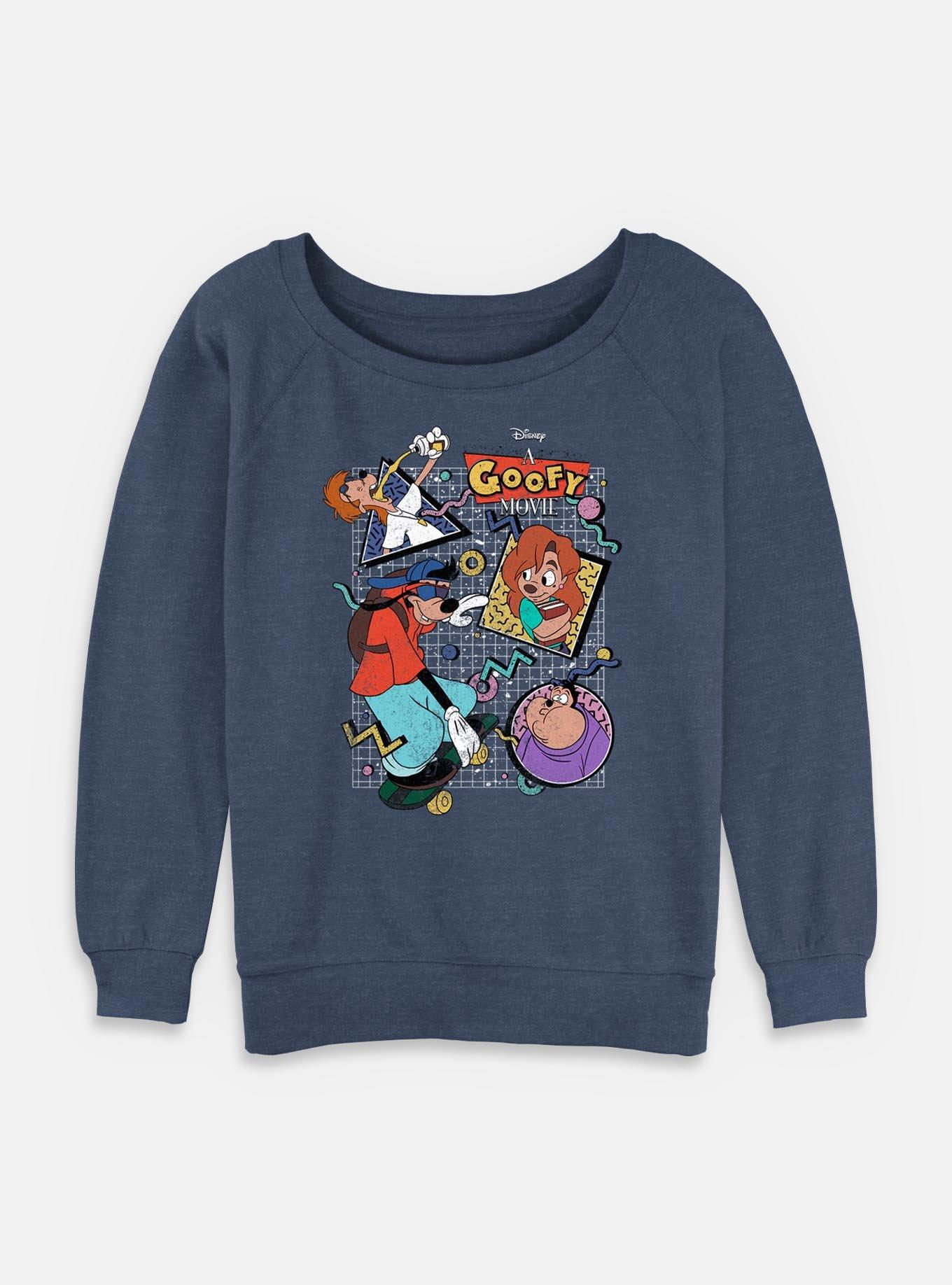 Disney Goofy 90s Goof Collage Womens Slouchy Sweatshirt, BLUEHTR, hi-res