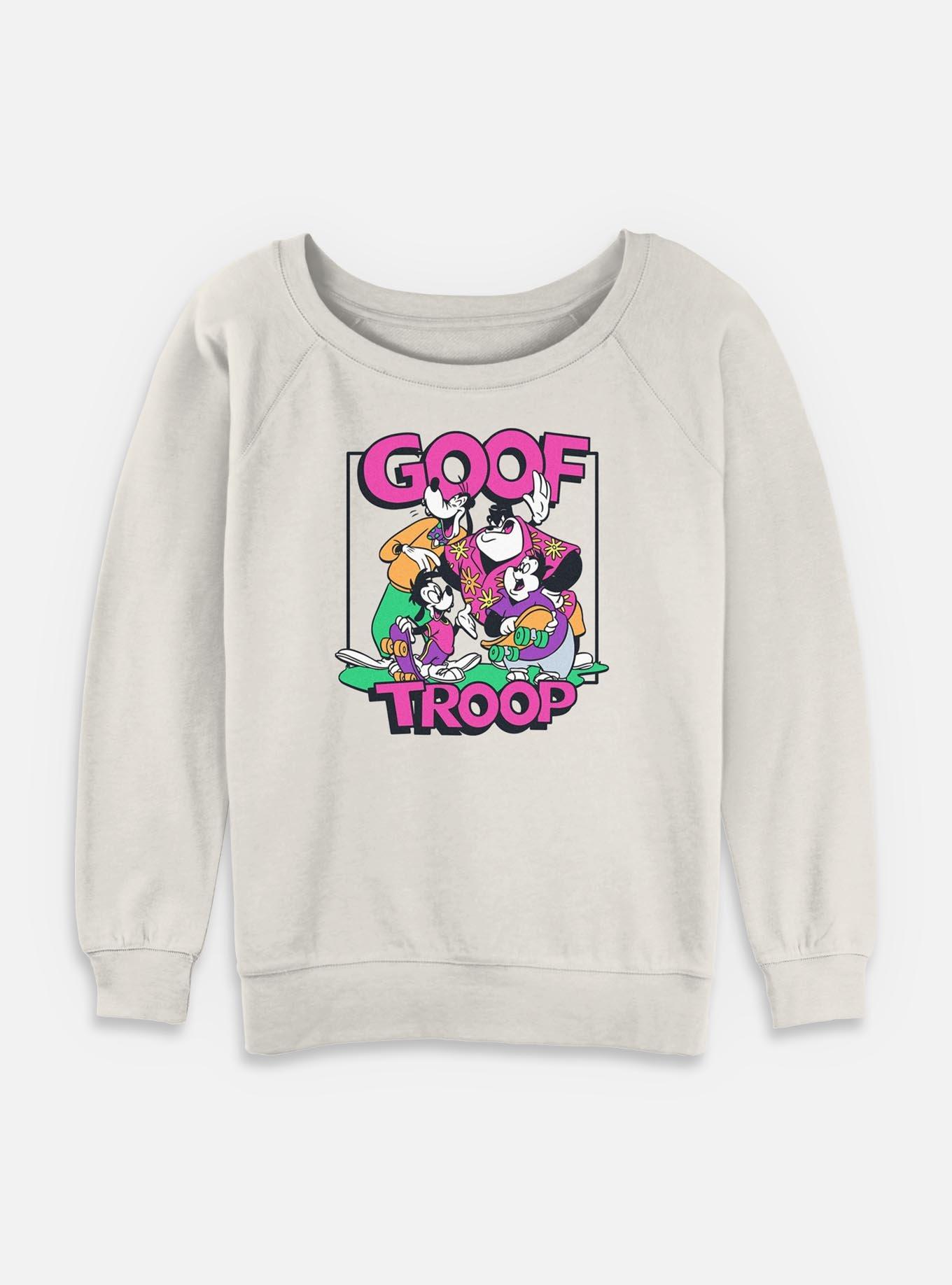 Disney Goofy Goof Troop Womens Slouchy Sweatshirt, EGRET, hi-res