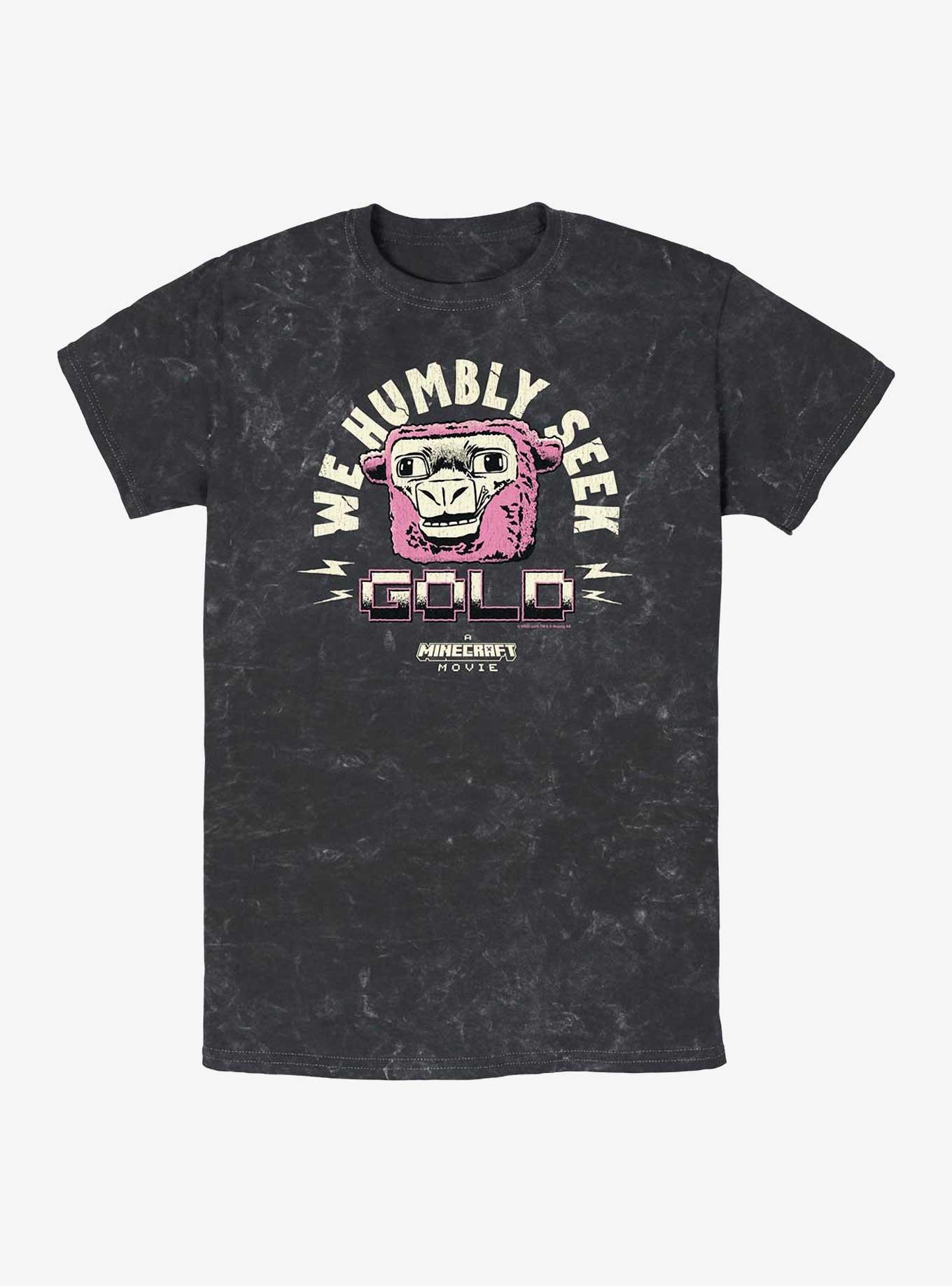 A Minecraft Movie We Humbly Seek Gold Mineral Wash T-Shirt, BLACK, hi-res