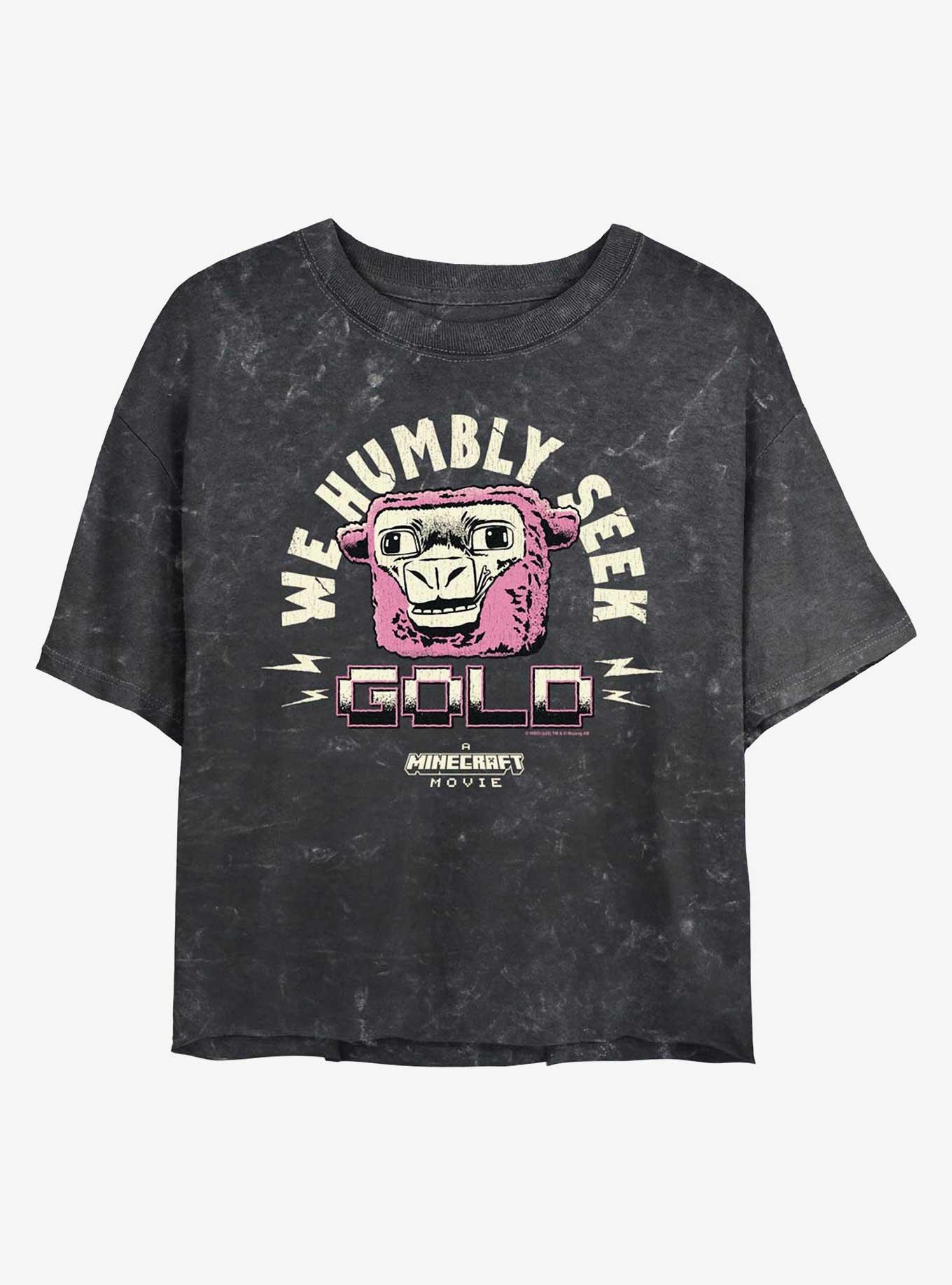 A Minecraft Movie We Humbly Seek Gold Girls Mineral Wash Crop T-Shirt, , hi-res