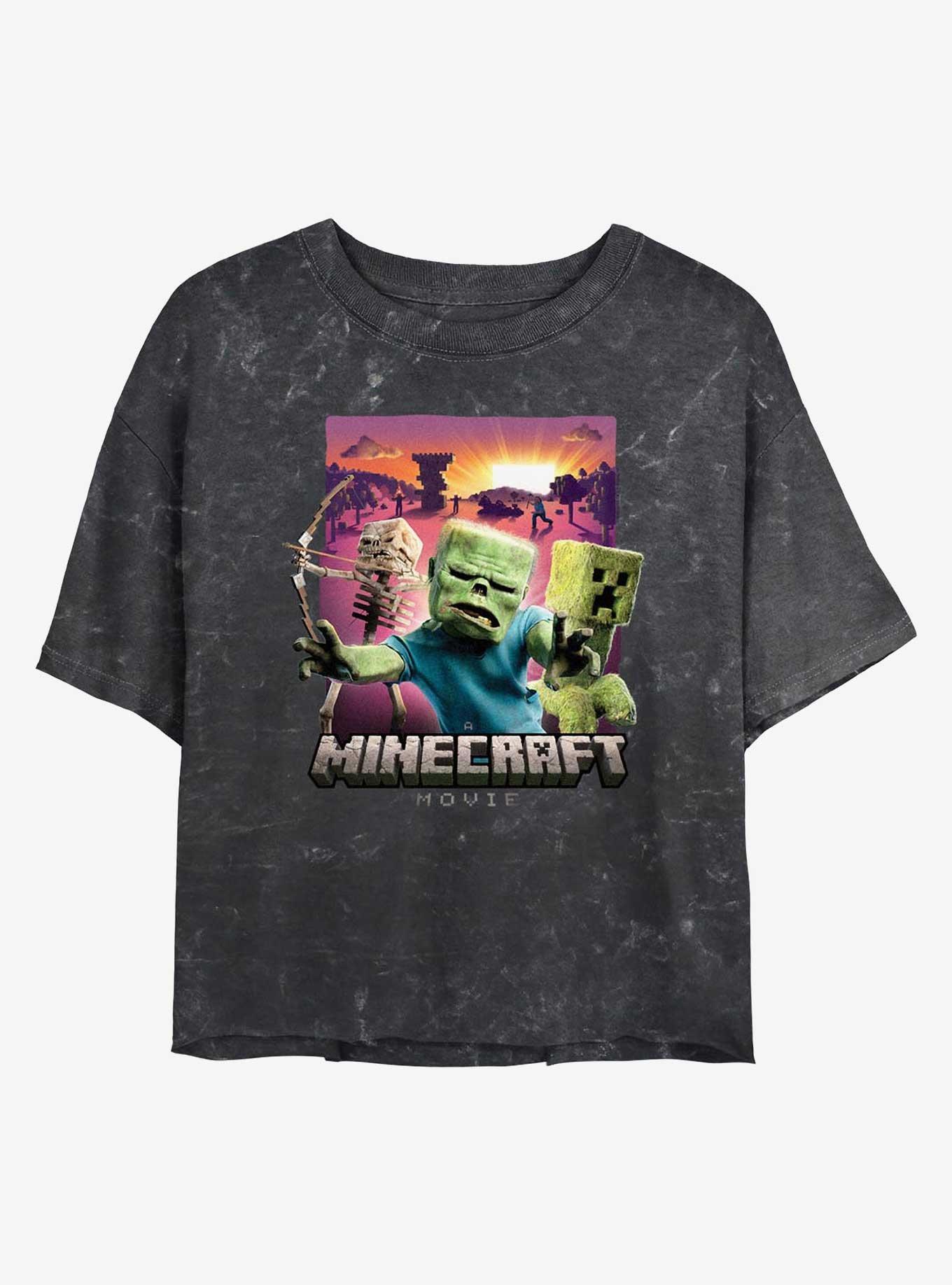 A Minecraft Movie Classic Monsters Girls Mineral Wash Crop T-Shirt, , hi-res