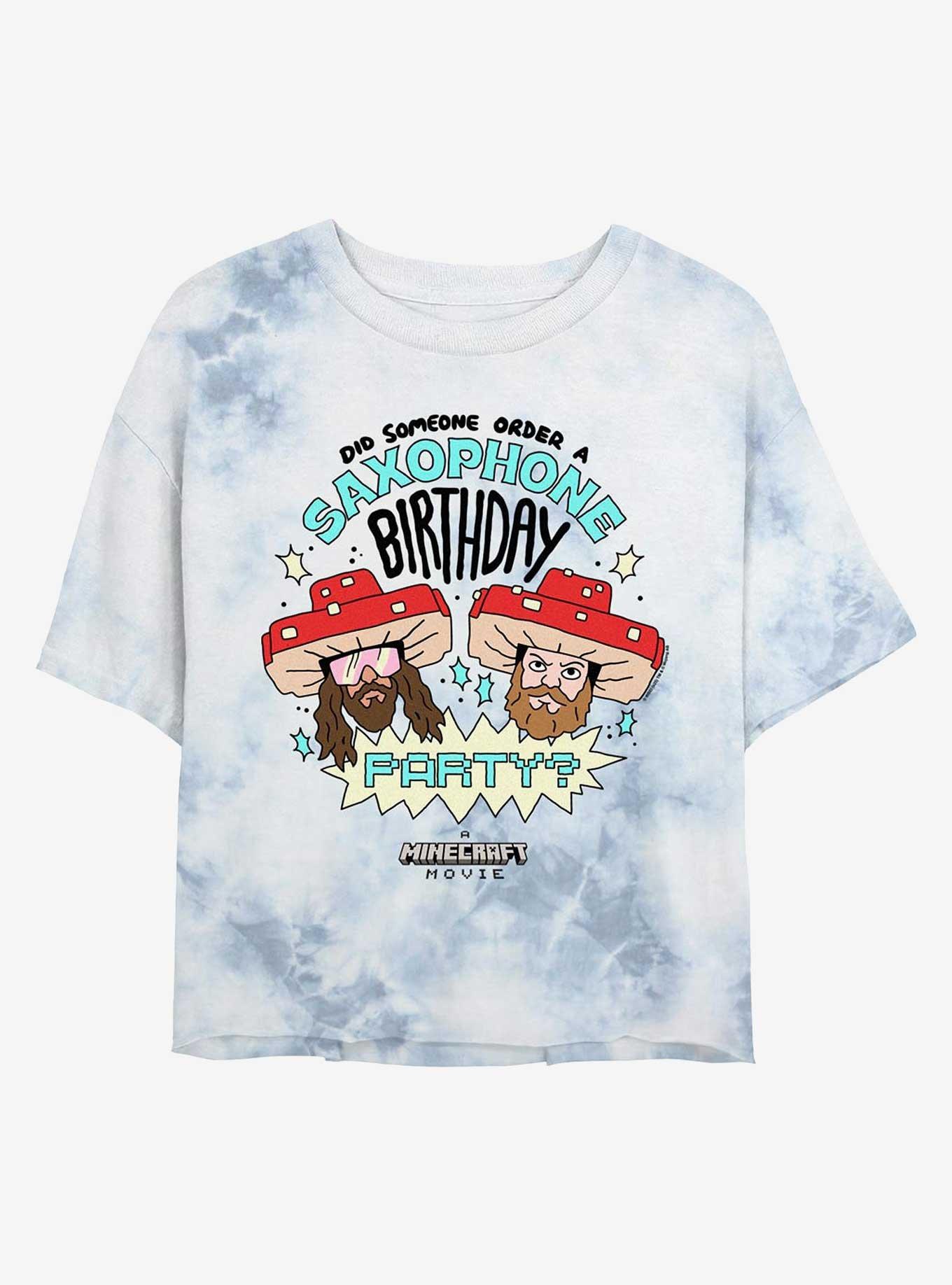 A Minecraft Movie Saxophone Birthday Girls Tie-Dye Crop T-Shirt, , hi-res