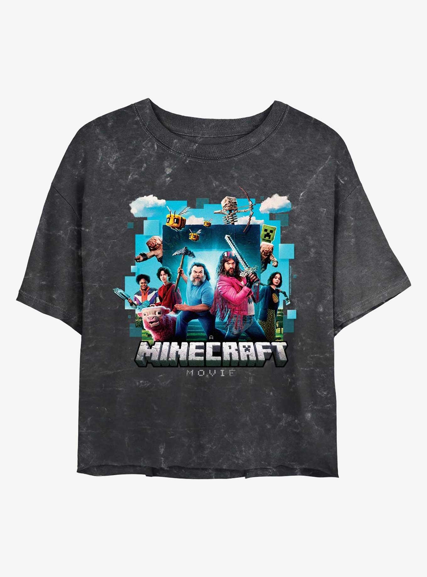 A Minecraft Movie Adventure Gang Girls Mineral Wash Crop T-Shirt, , hi-res