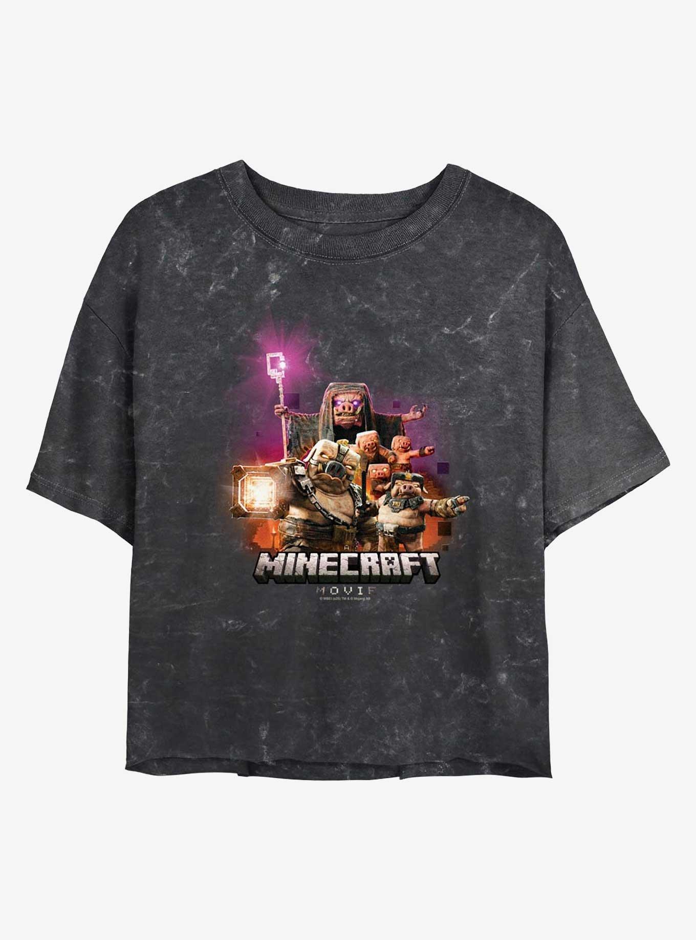 A Minecraft Movie Piglins Attack Girls Mineral Wash Crop T-Shirt, , hi-res