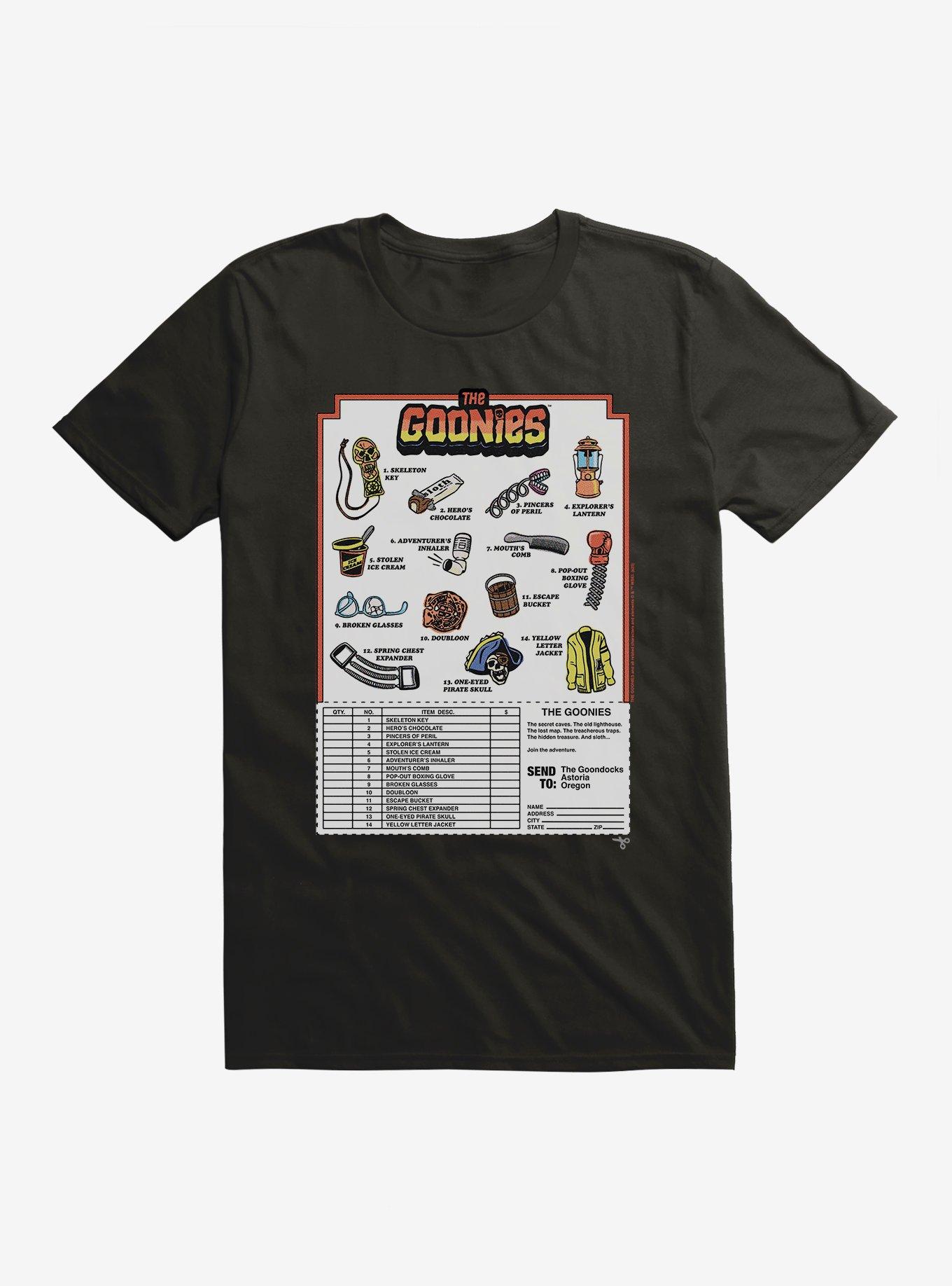 The Goonies Accessories Mail Away Order Form T-Shirt, BLACK, hi-res