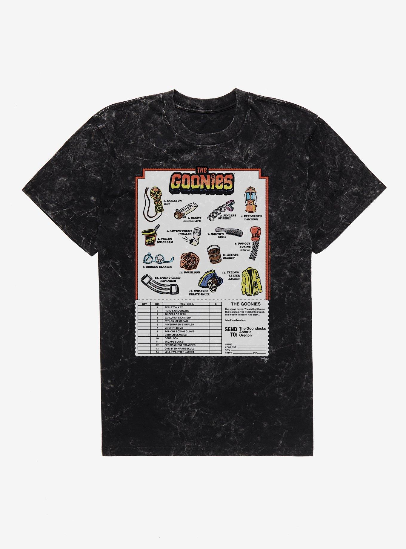 The Goonies Accessories Mail Away Order Form Mineral Wash T-Shirt, BLACK MINERAL WASH, hi-res