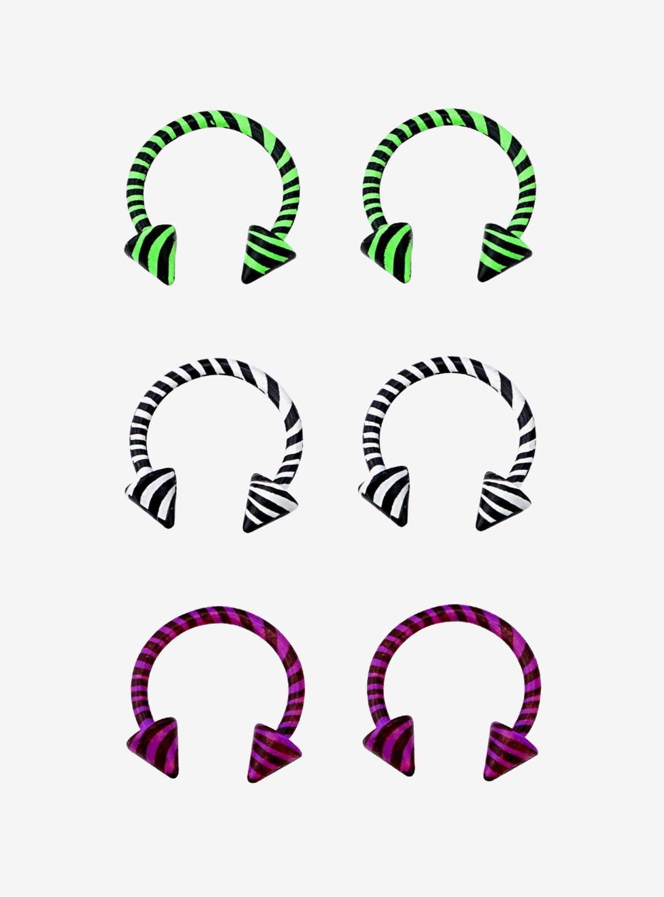 18G Steel Stripe Circular Barbell 6 Pack, , hi-res
