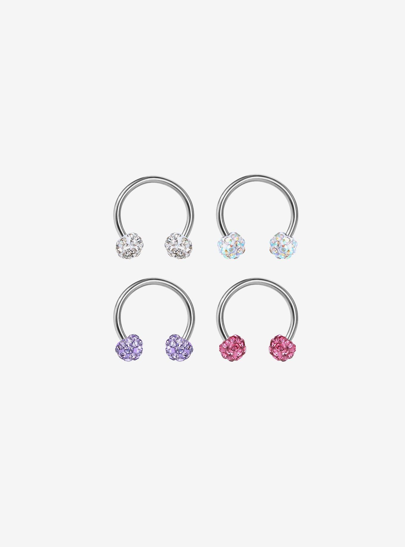 14G Steel Colorful Disco Ball Circular Barbell 4 Pack, , hi-res