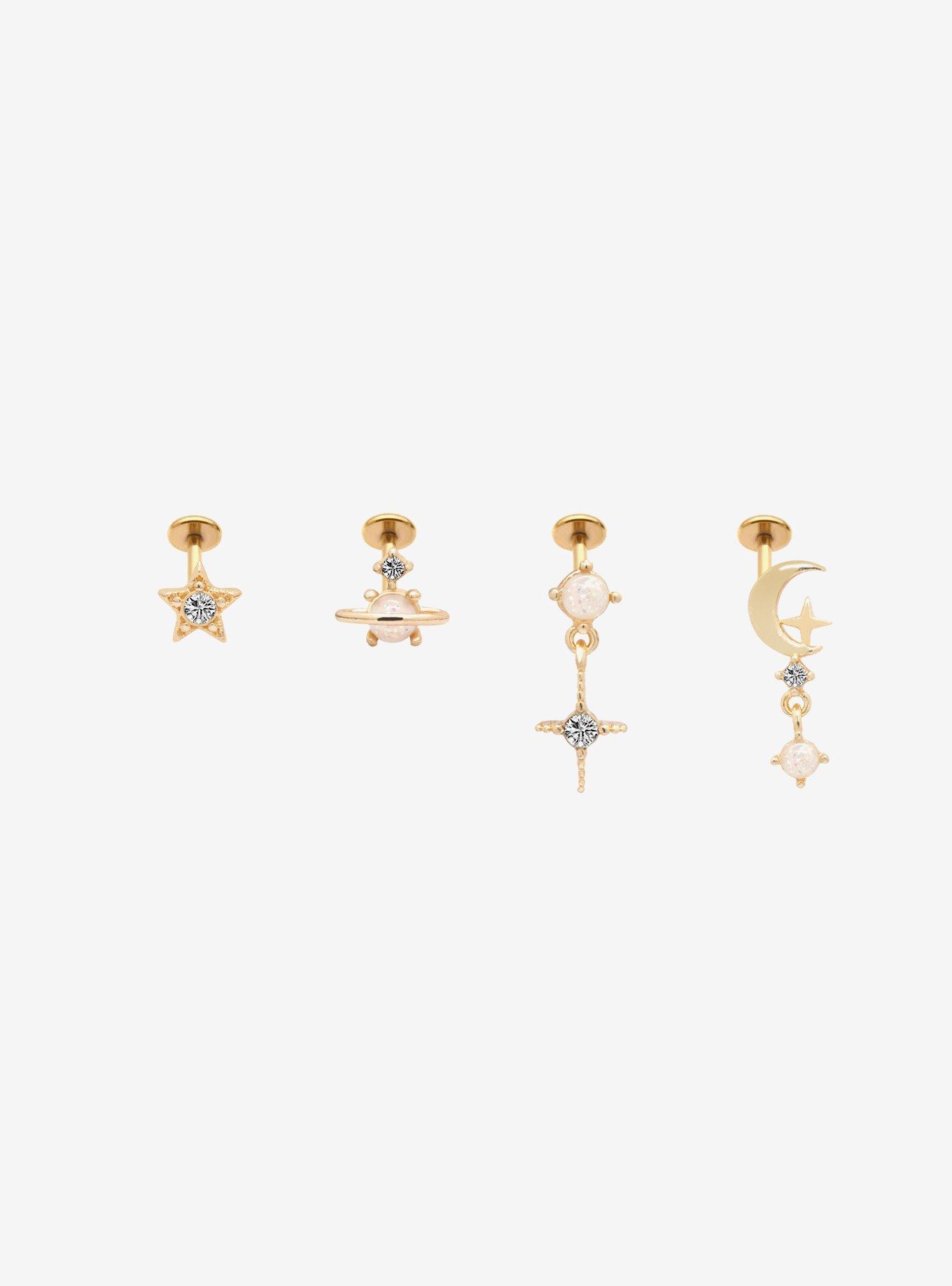 Steel Celestial Bling Labret Stud 4 Pack, MULTI, hi-res
