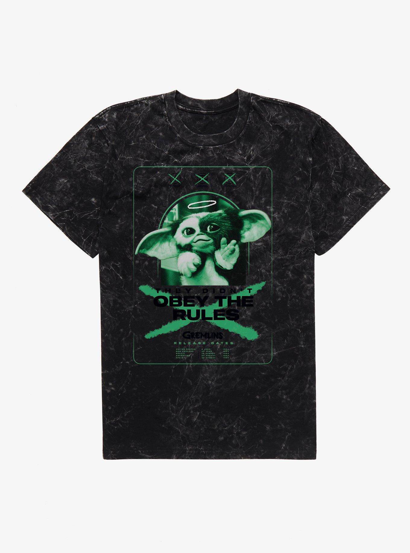 Gremlins They Didn't Obey The Rules Movie Poster Mineral Wash T-Shirt, BLACK MINERAL WASH, hi-res