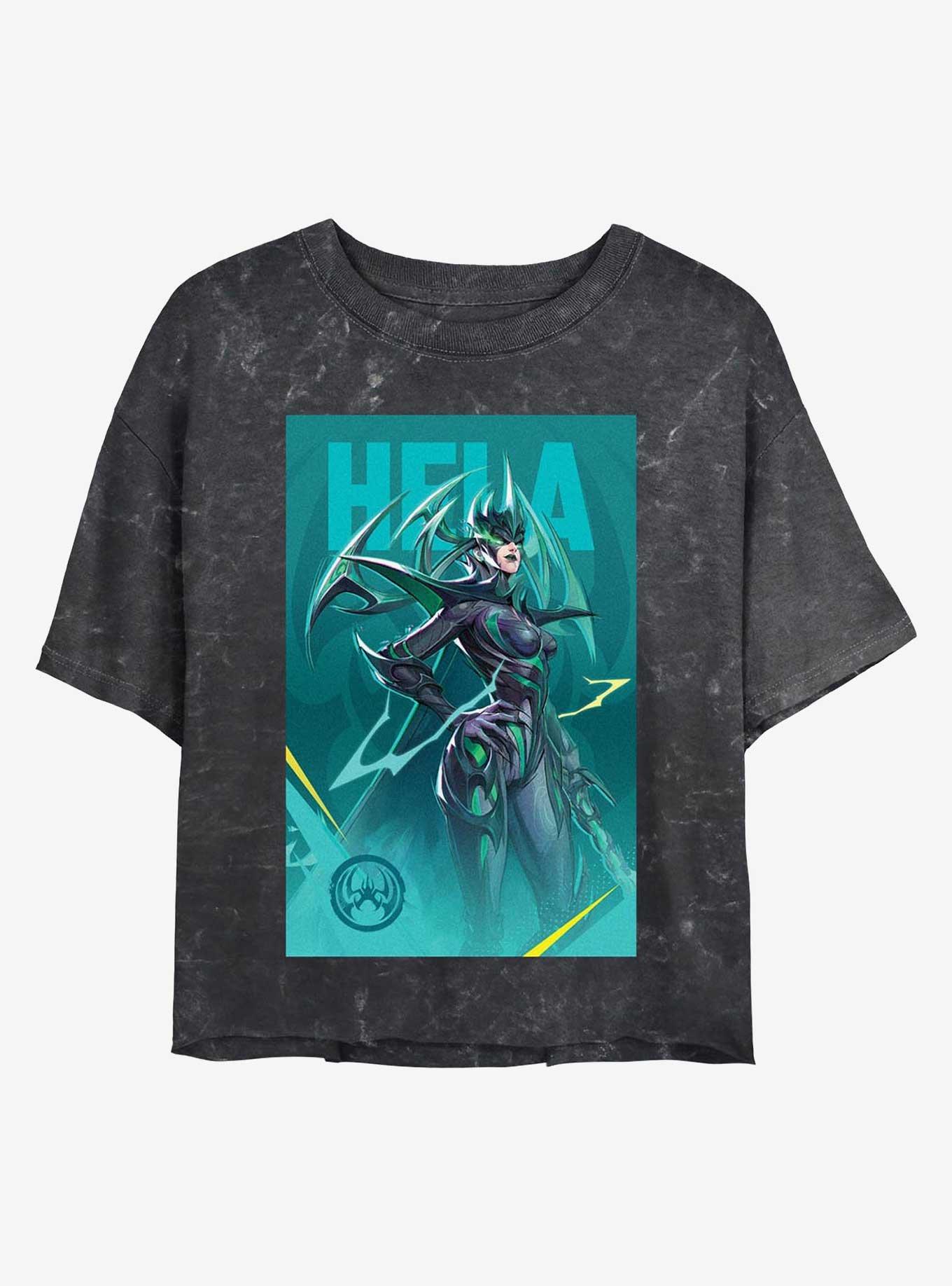 Marvel Rivals Hela Pose Mineral Wash Girls Crop T-Shirt, , hi-res