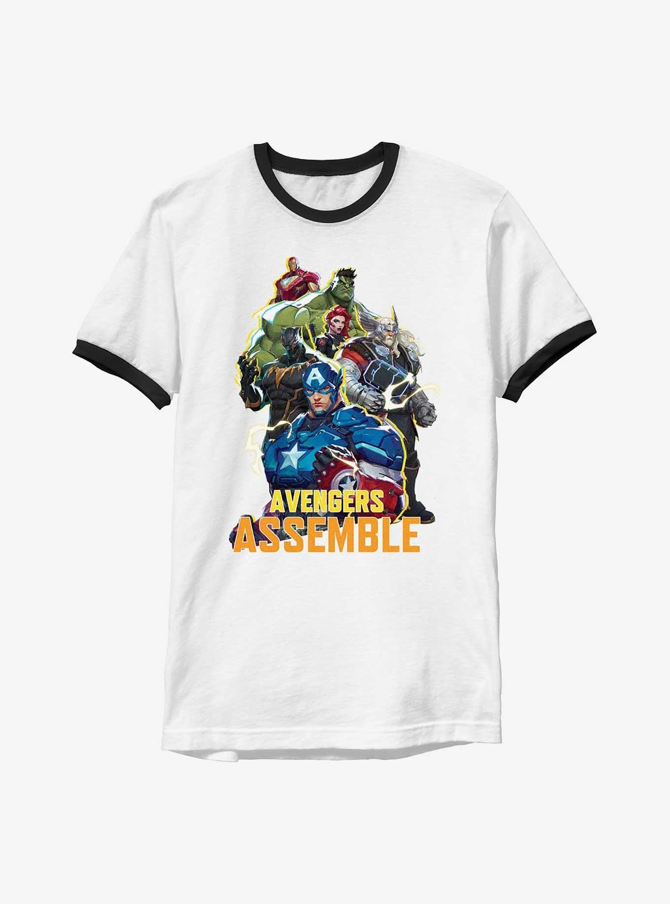 Marvel Rivals Avengers Assemble Ringer T-Shirt, WHTBLK, hi-res