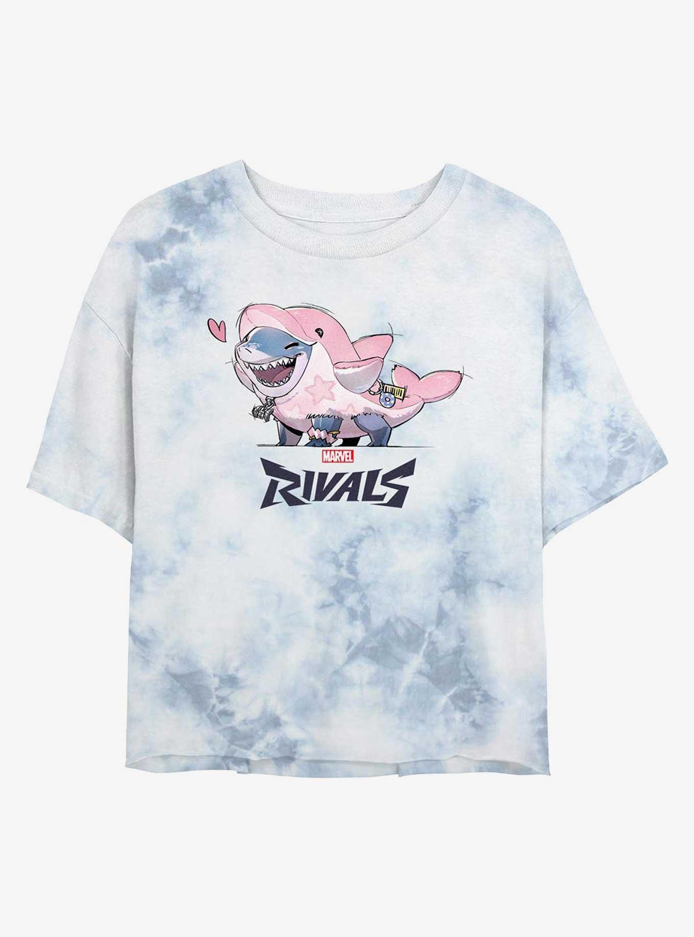 Lovely Jeff Shark Tie-Dye Girls Crop T-Shirt, WHITEBLUE, hi-res