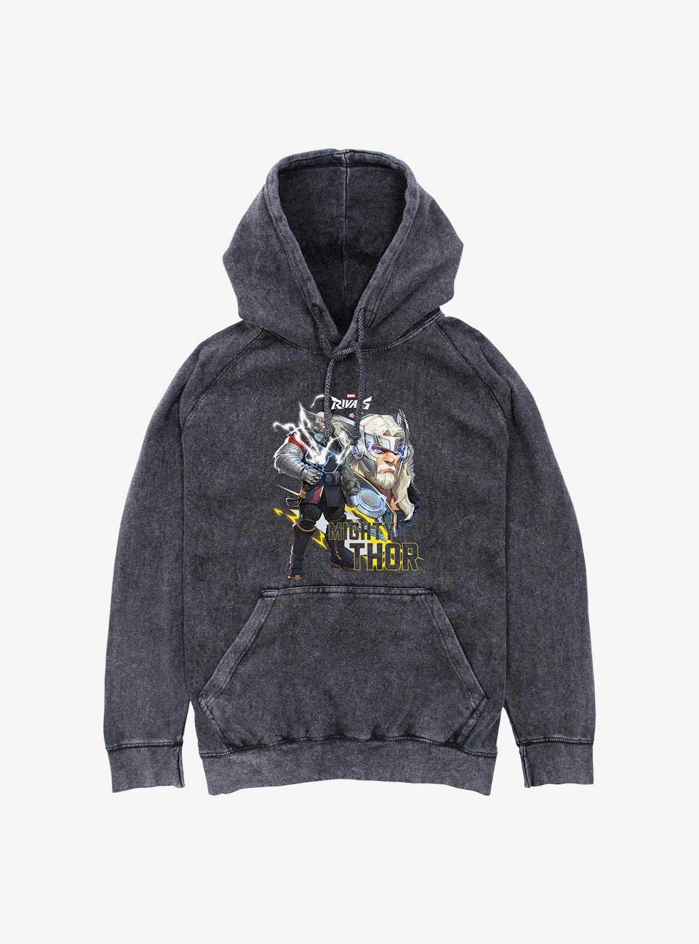 Marvel Rivals Mighty Thor Mineral Wash Hoodie, BLACK, hi-res