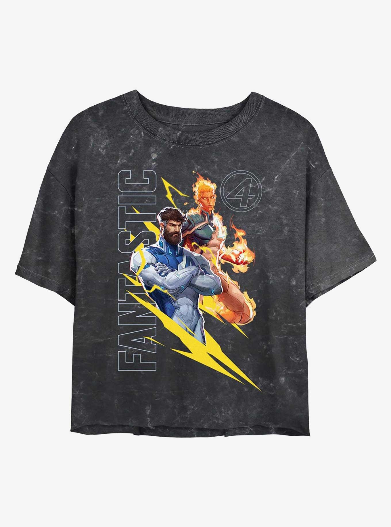 Marvel Rivals John Storm And Reed Mineral Wash Girls Crop T-Shirt, , hi-res
