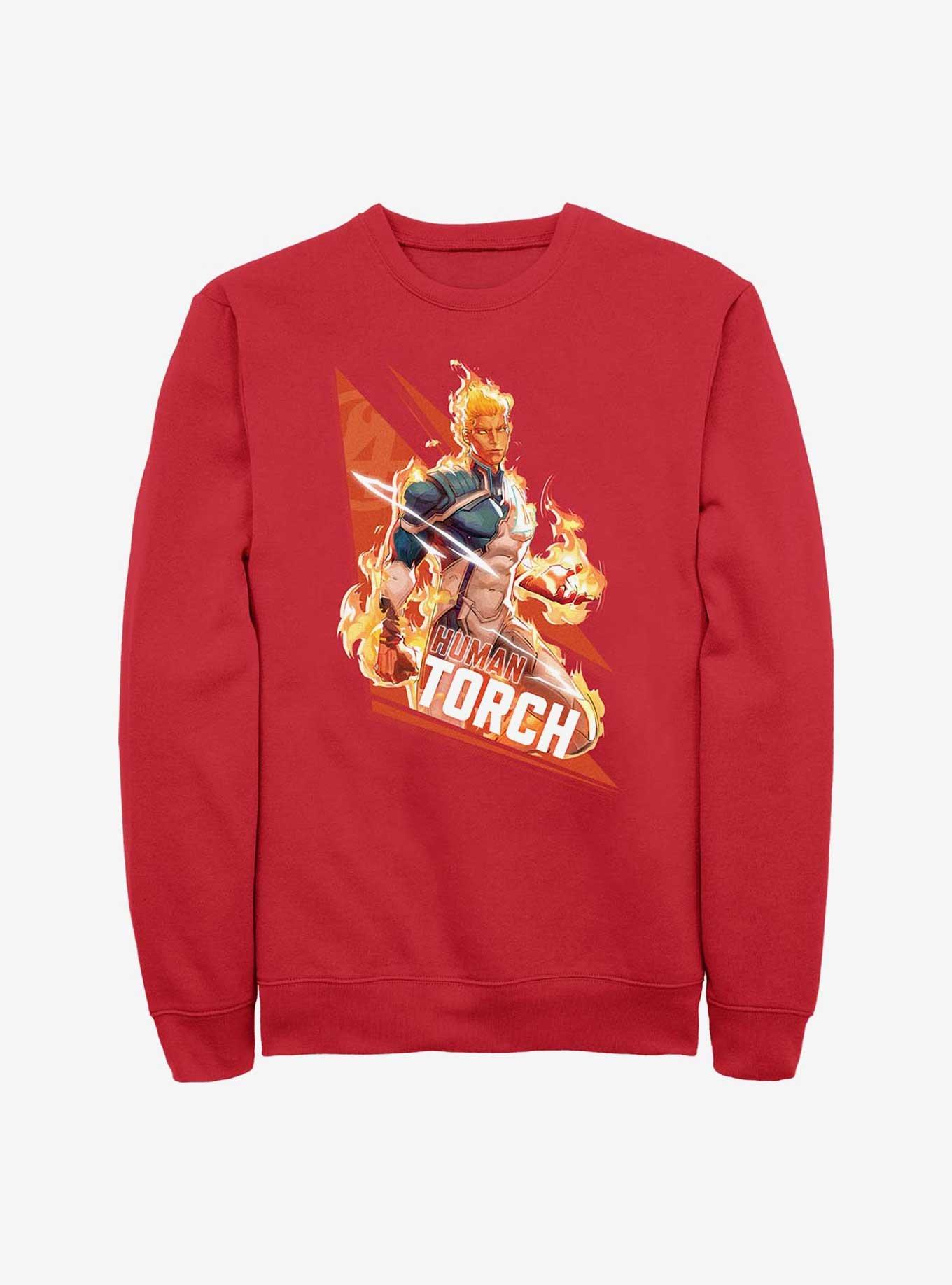 Marvel Rivals Human Torch Big Fire Sweatshirt, RED, hi-res