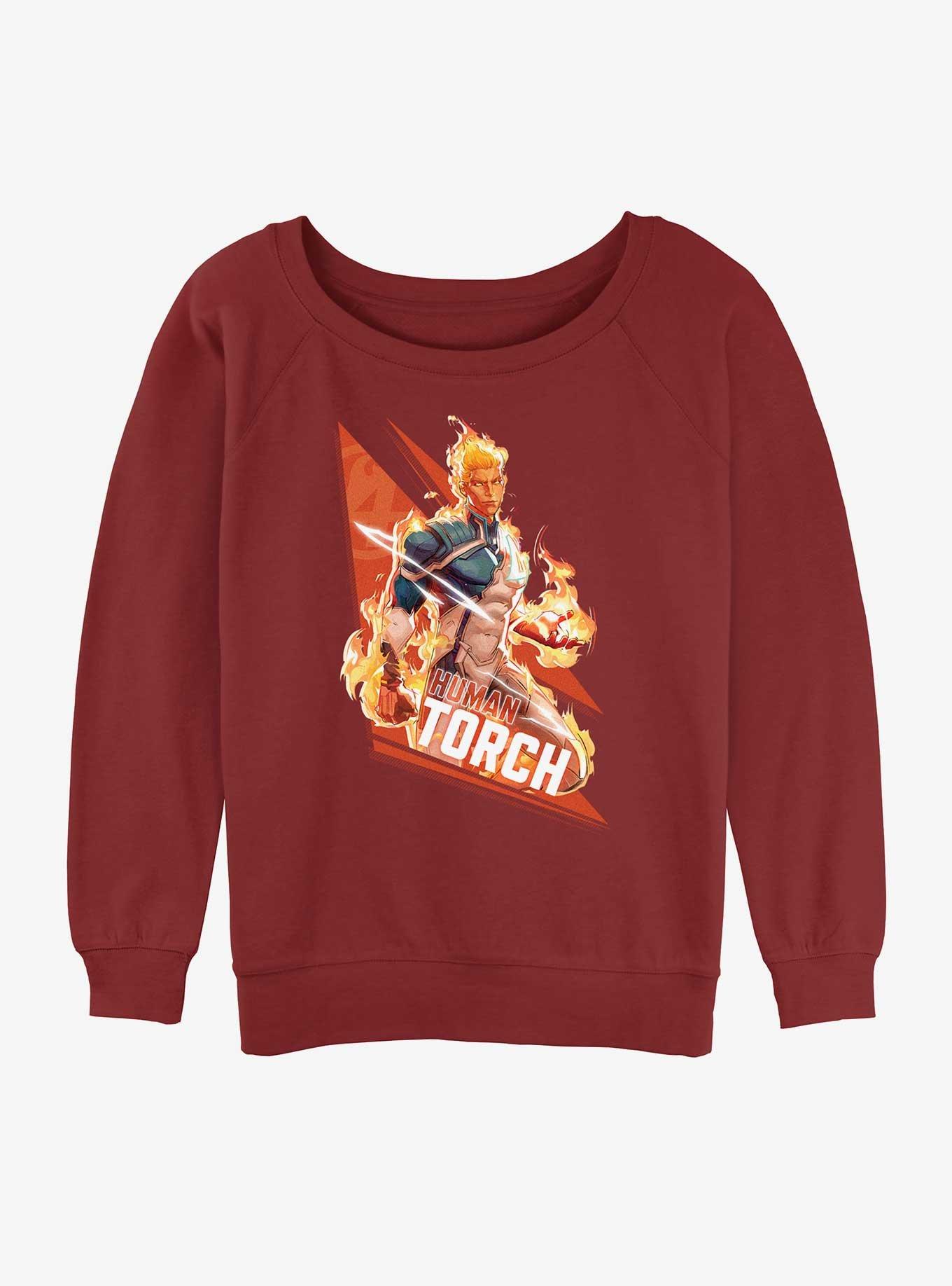 Marvel Rivals Human Torch Big Fire Girls Slouchy Sweatshirt