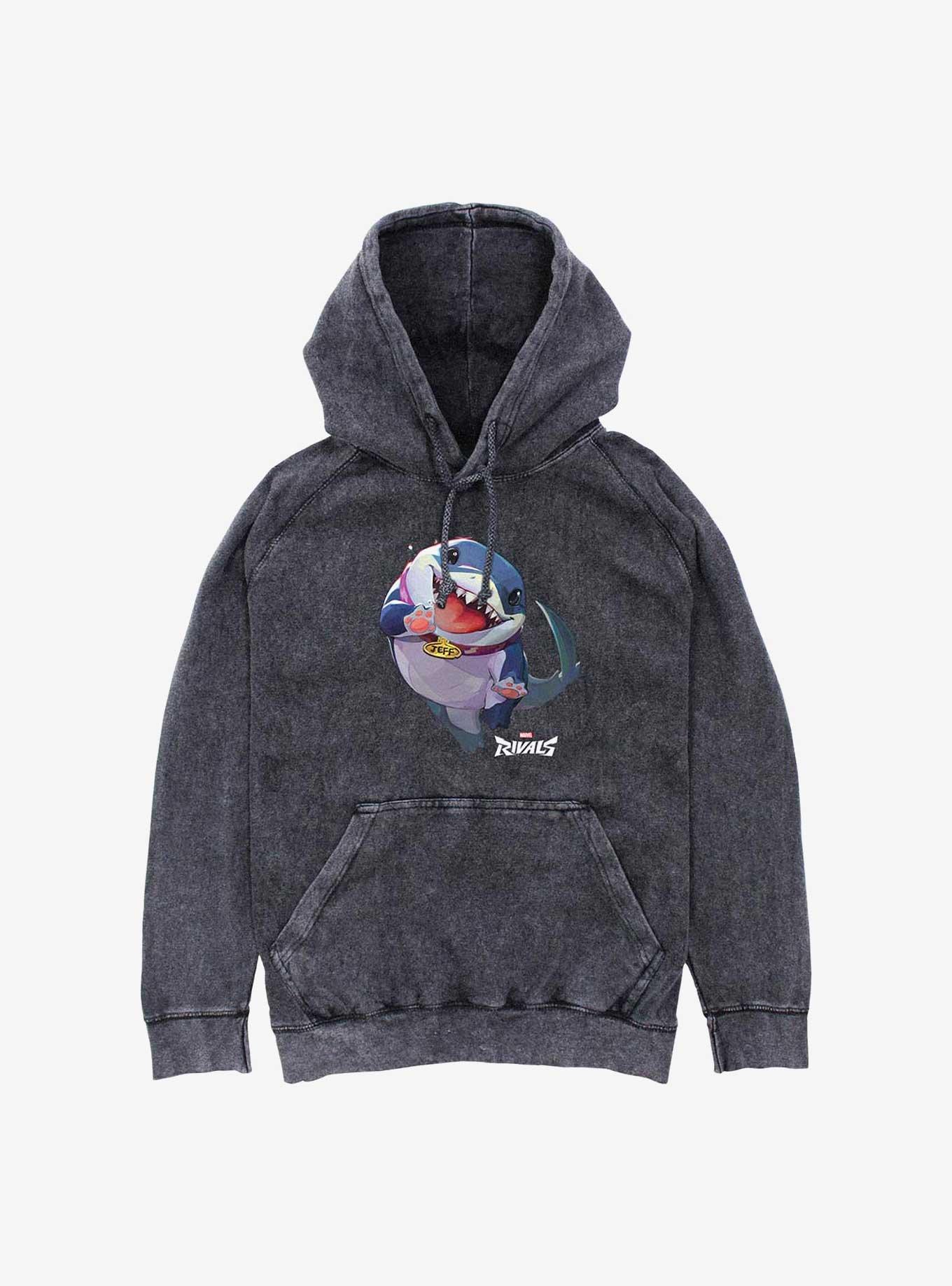 Marvel Rivals Jeff The Shark Mineral Wash Hoodie, BLACK, hi-res