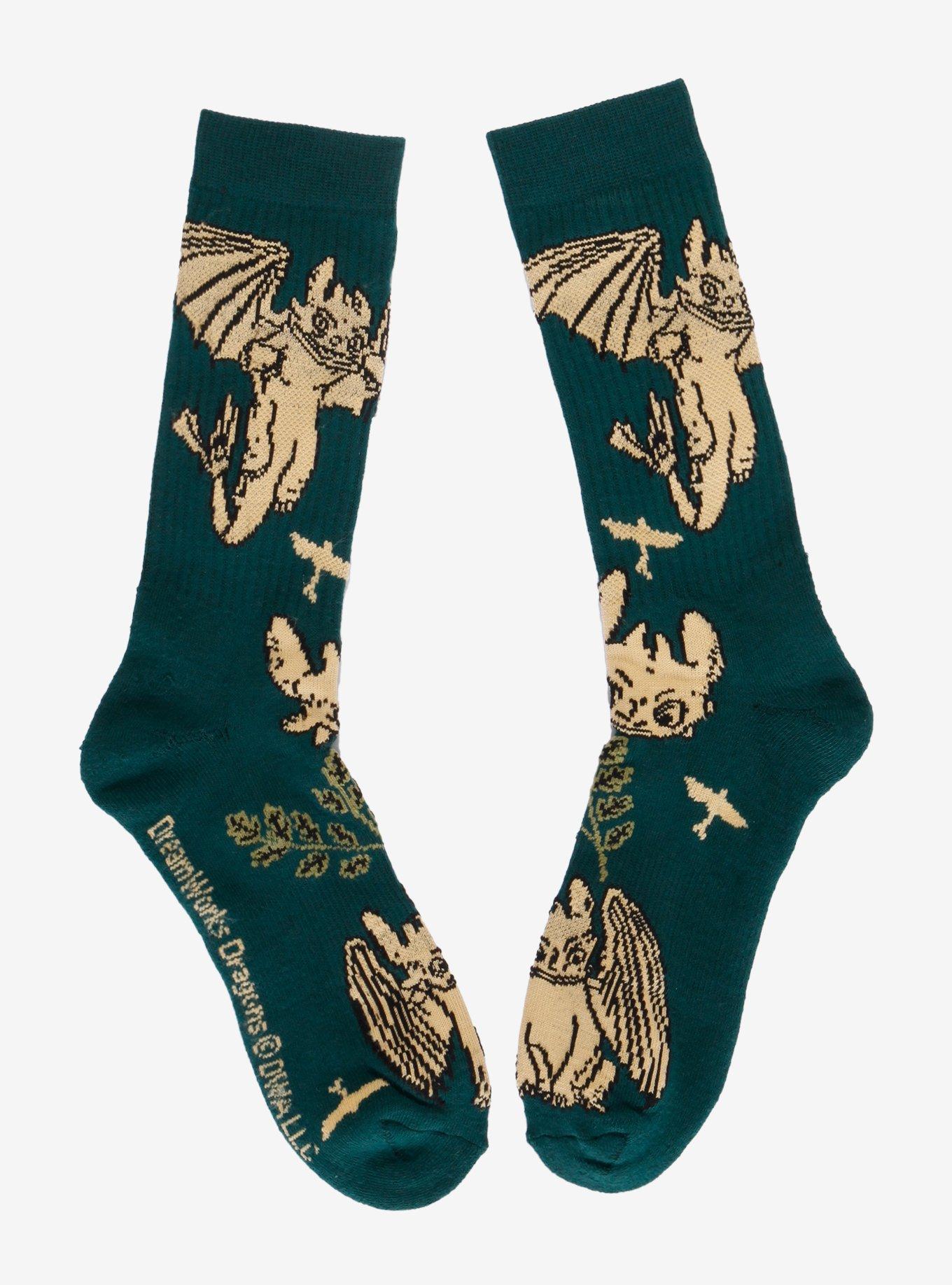 DreamWorks How To Train Your Dragon Toothless Tonal Allover Print Crew Socks - BoxLunch Exclusive, , hi-res