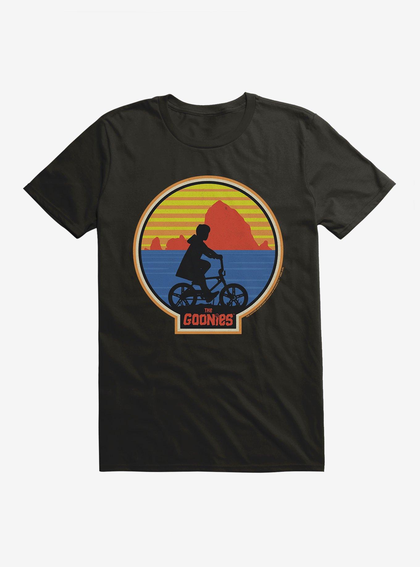 The Goonies Mikey Silhouette Sunset T-Shirt, BLACK, hi-res
