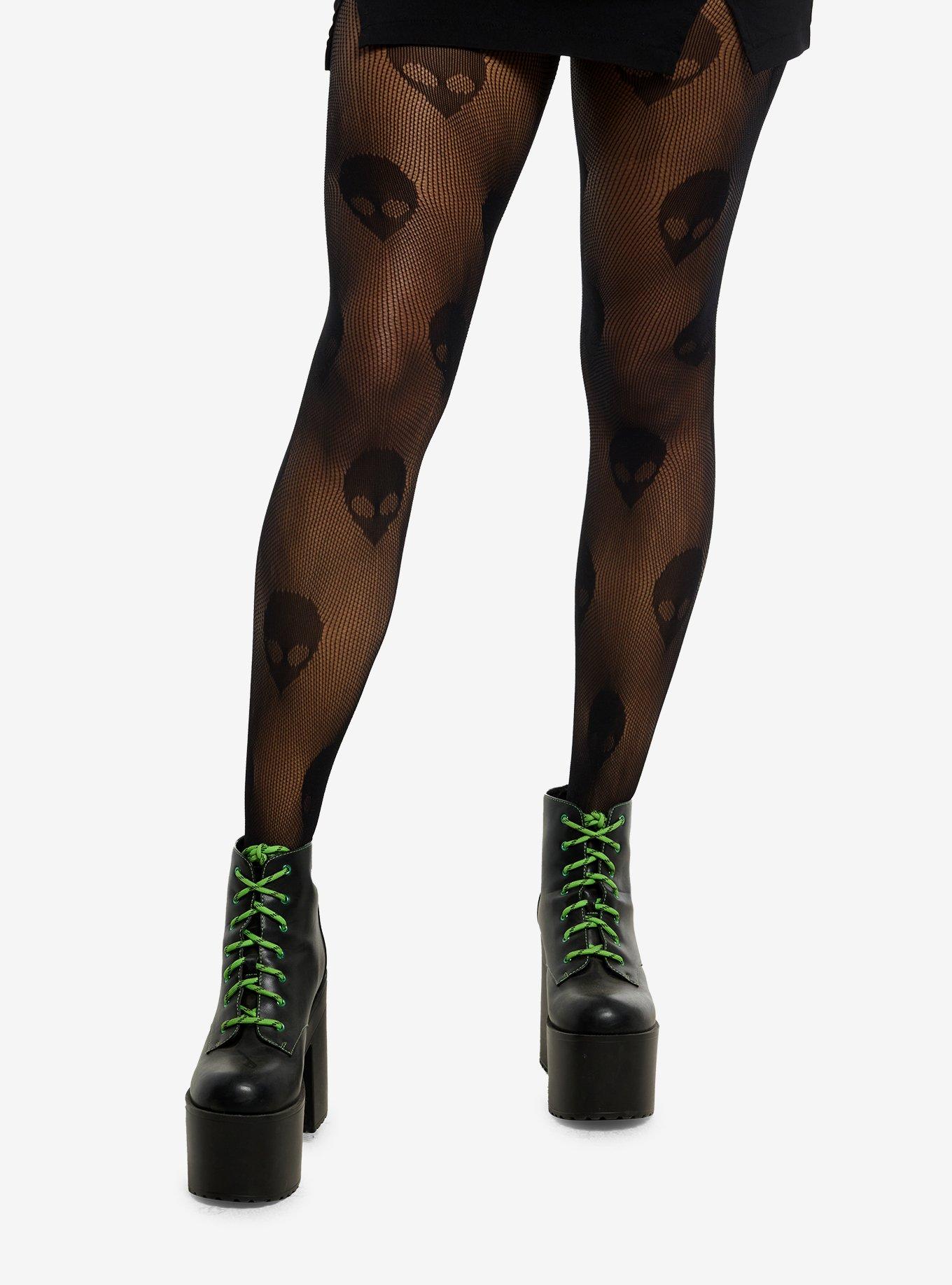 Leg Avenue Black Alien Fishnet Tights, , hi-res