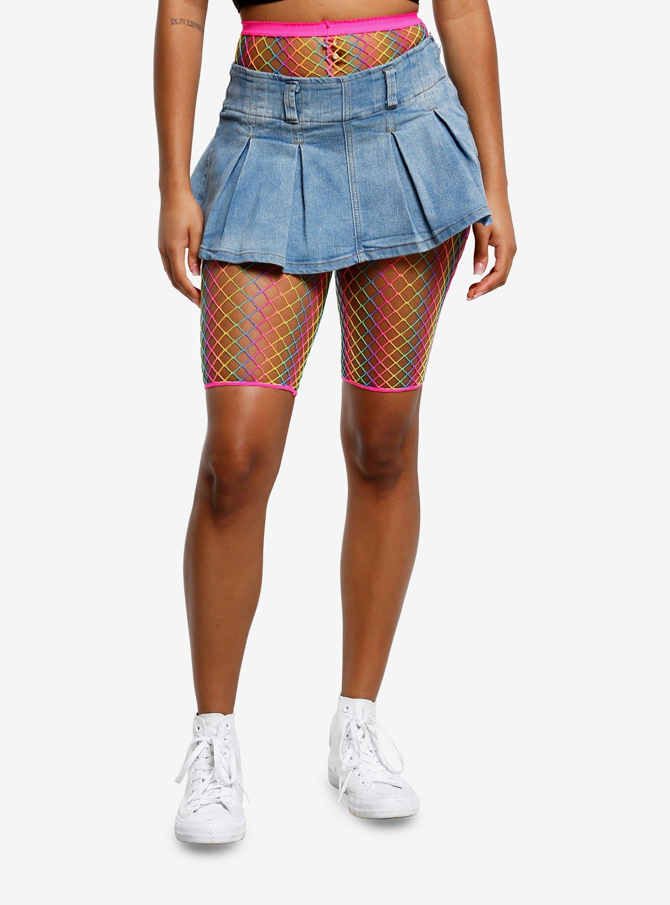 Leg Avenue Rainbow Fishnet Bike Shorts, , hi-res