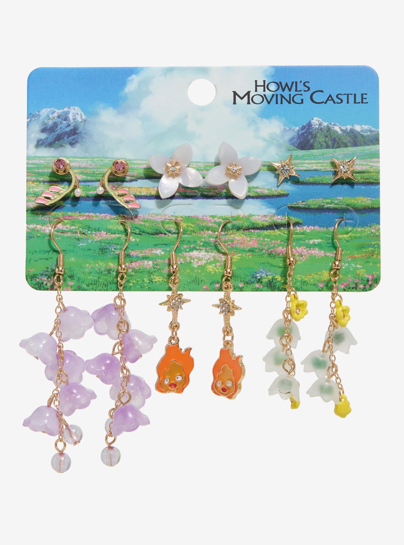 Studio Ghibli® Howl's Moving Castle Calcifer Floral Earring Set - BoxLunch Exclusive, , hi-res