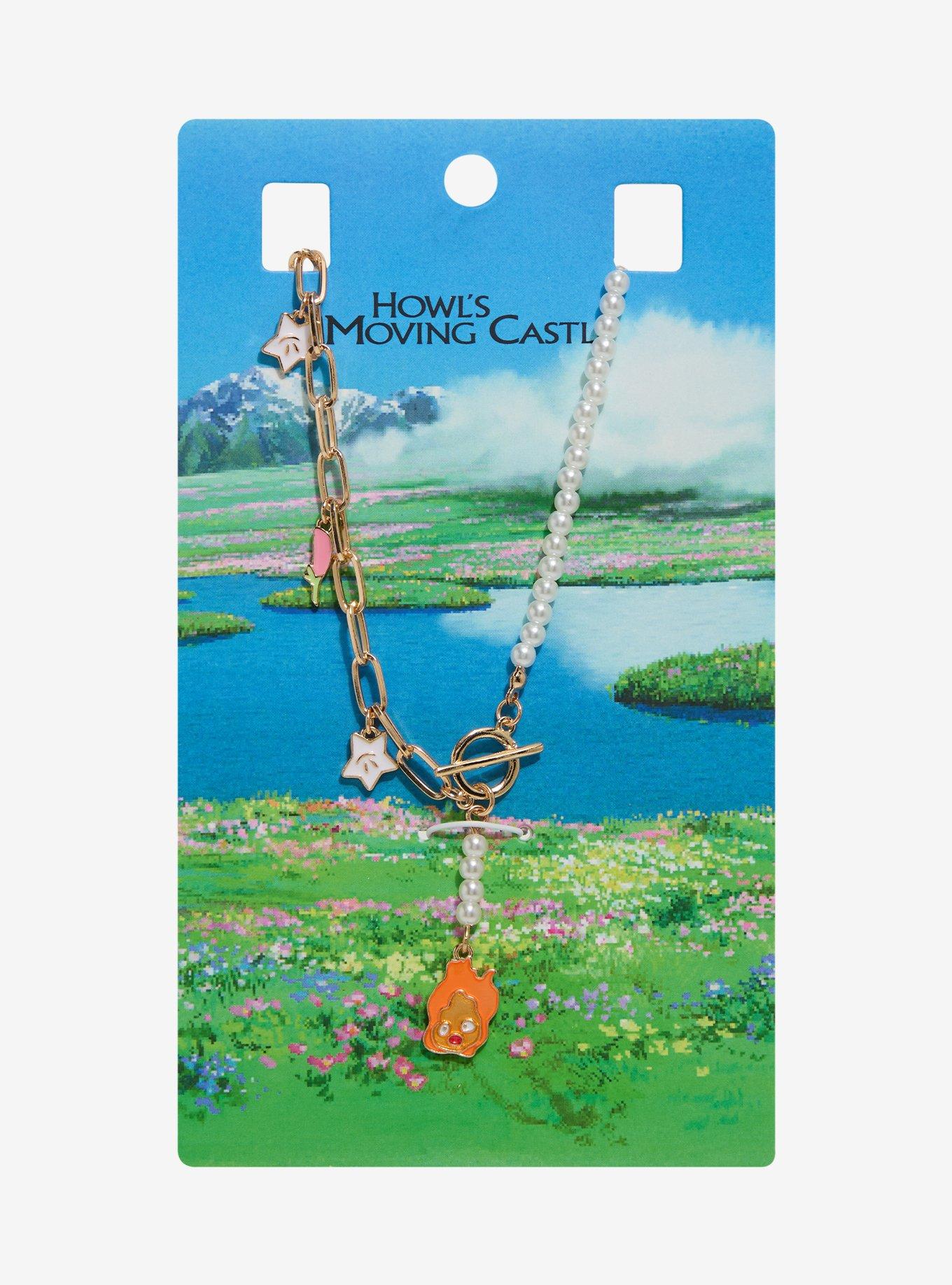 Studio Ghibli® Howl's Moving Castle Pearl & Chain Calcifer Floral Necklace - BoxLunch Exclusive, , hi-res