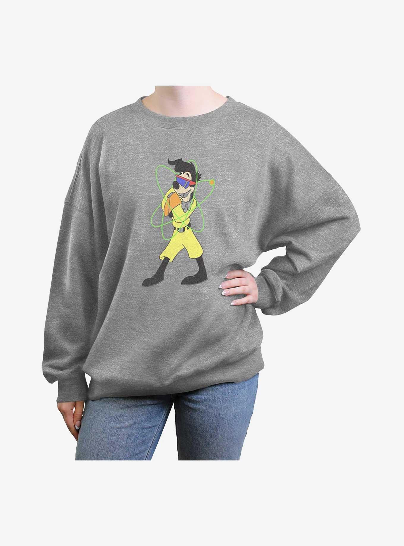 Disney A Goofy Movie Powerline Poser Max Girls Oversized Sweatshirt, HEATHER GR, hi-res