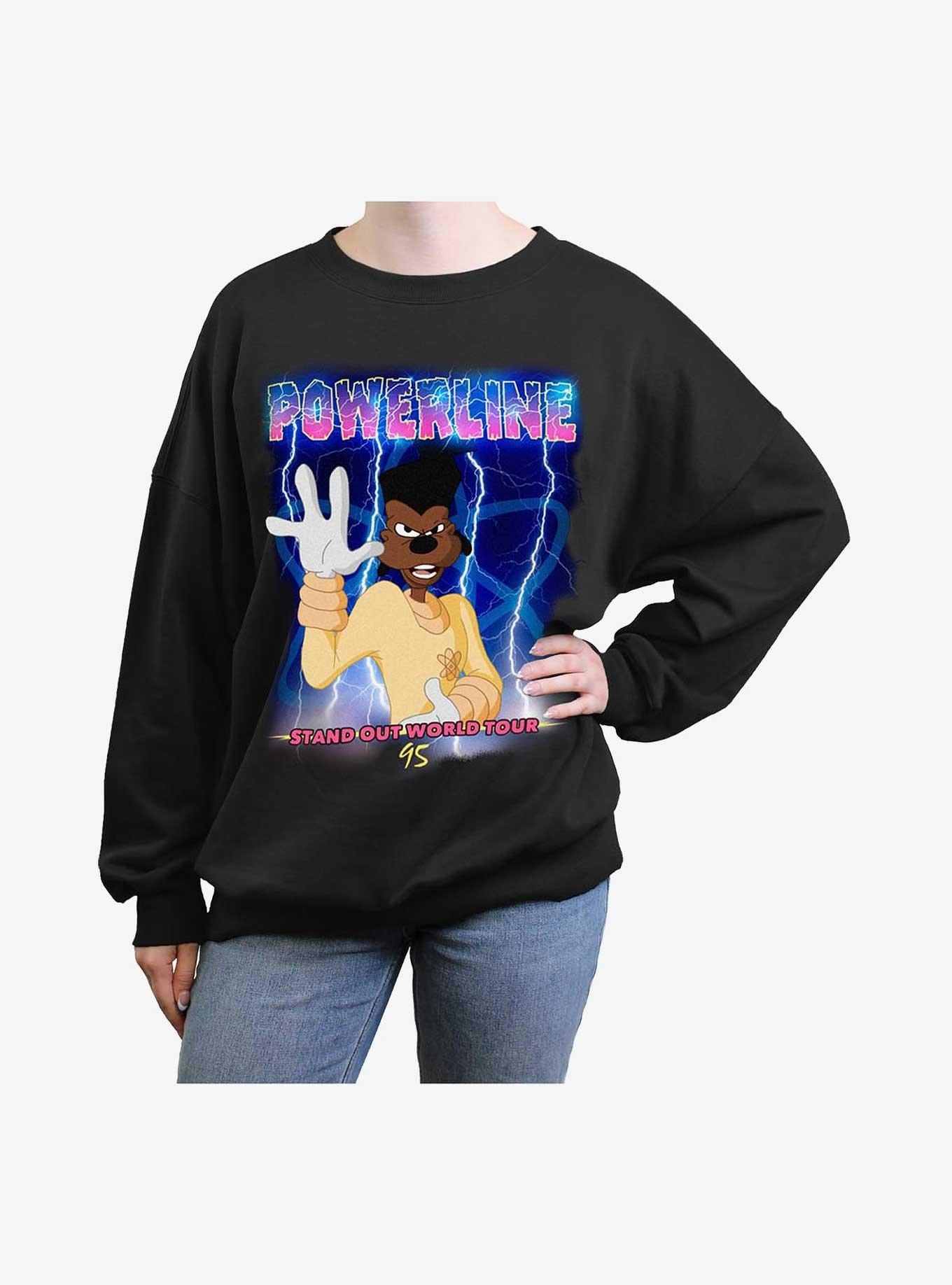 Disney A Goofy Movie Powerline Stand Out Tour '95 Girls Oversized Sweatshirt, BLACK, hi-res
