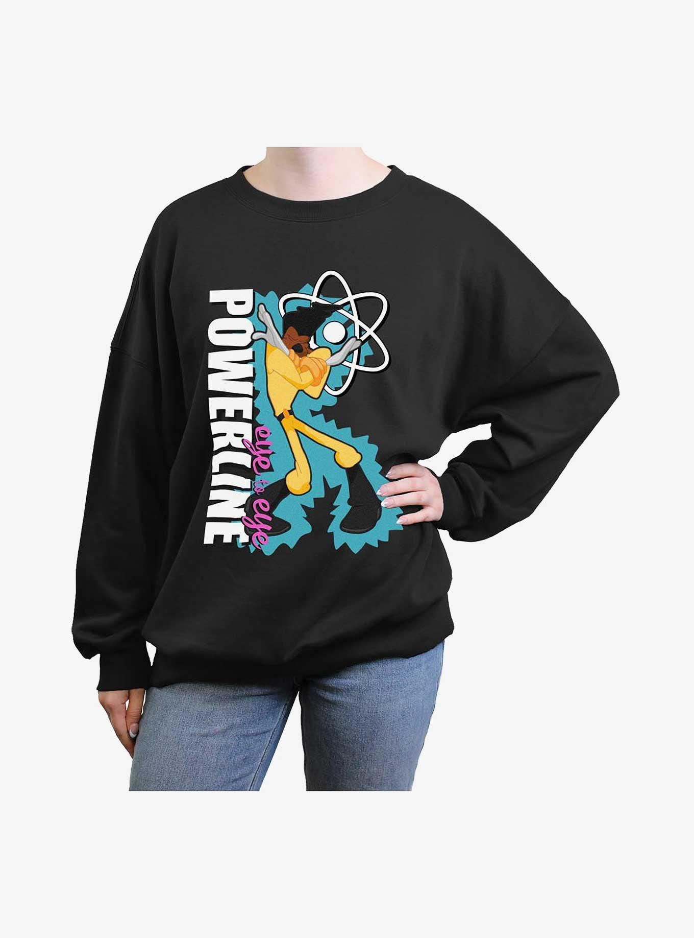 Disney A Goofy Movie Powerline Eye To Eye Girls Oversized Sweatshirt, BLACK, hi-res