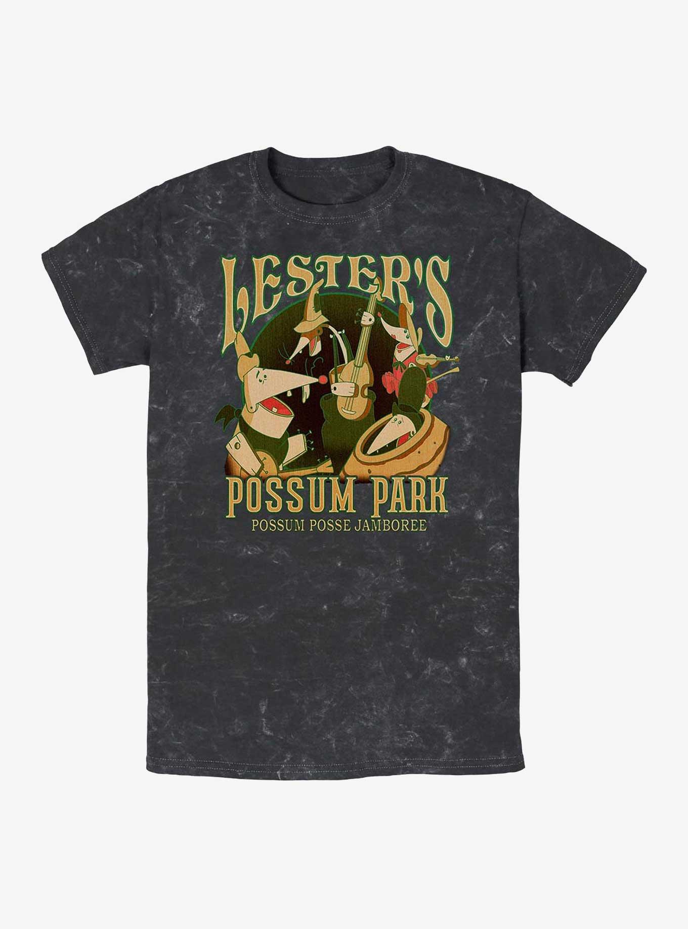 Disney A Goofy Movie Lester's Possum Park Mineral Wash T-Shirt, BLACK, hi-res