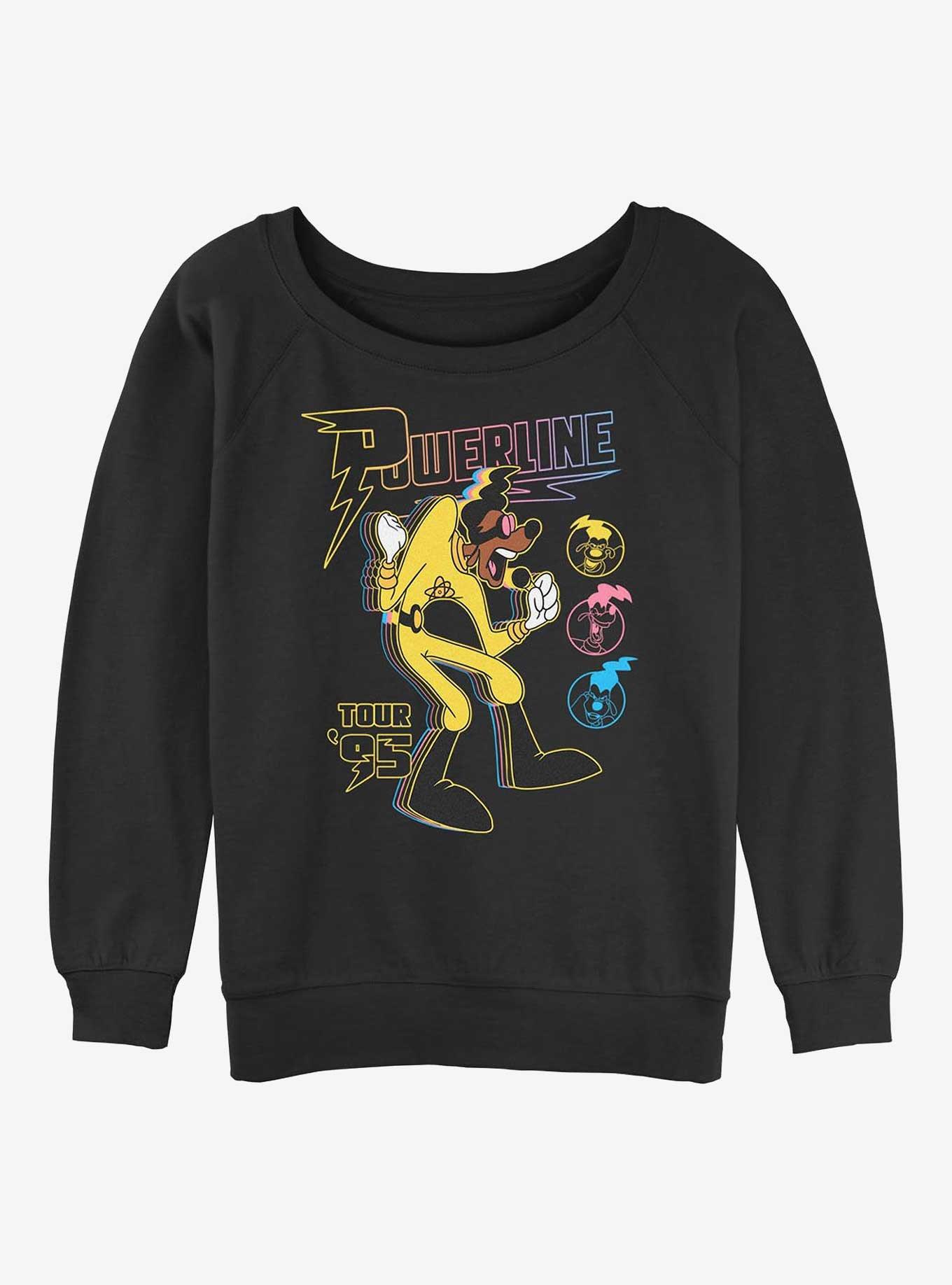 Disney A Goofy Movie Powerline Tour Icons Girls Slouchy Sweatshirt, BLACK, hi-res