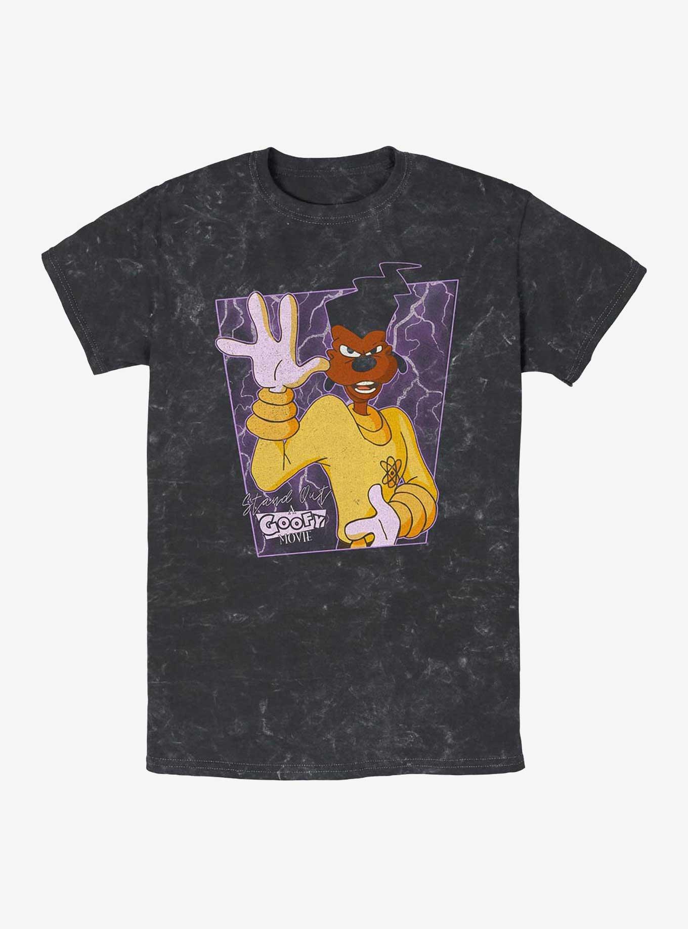 Disney A Goofy Movie Stand Out Powerline Mineral Wash T-Shirt, BLACK, hi-res