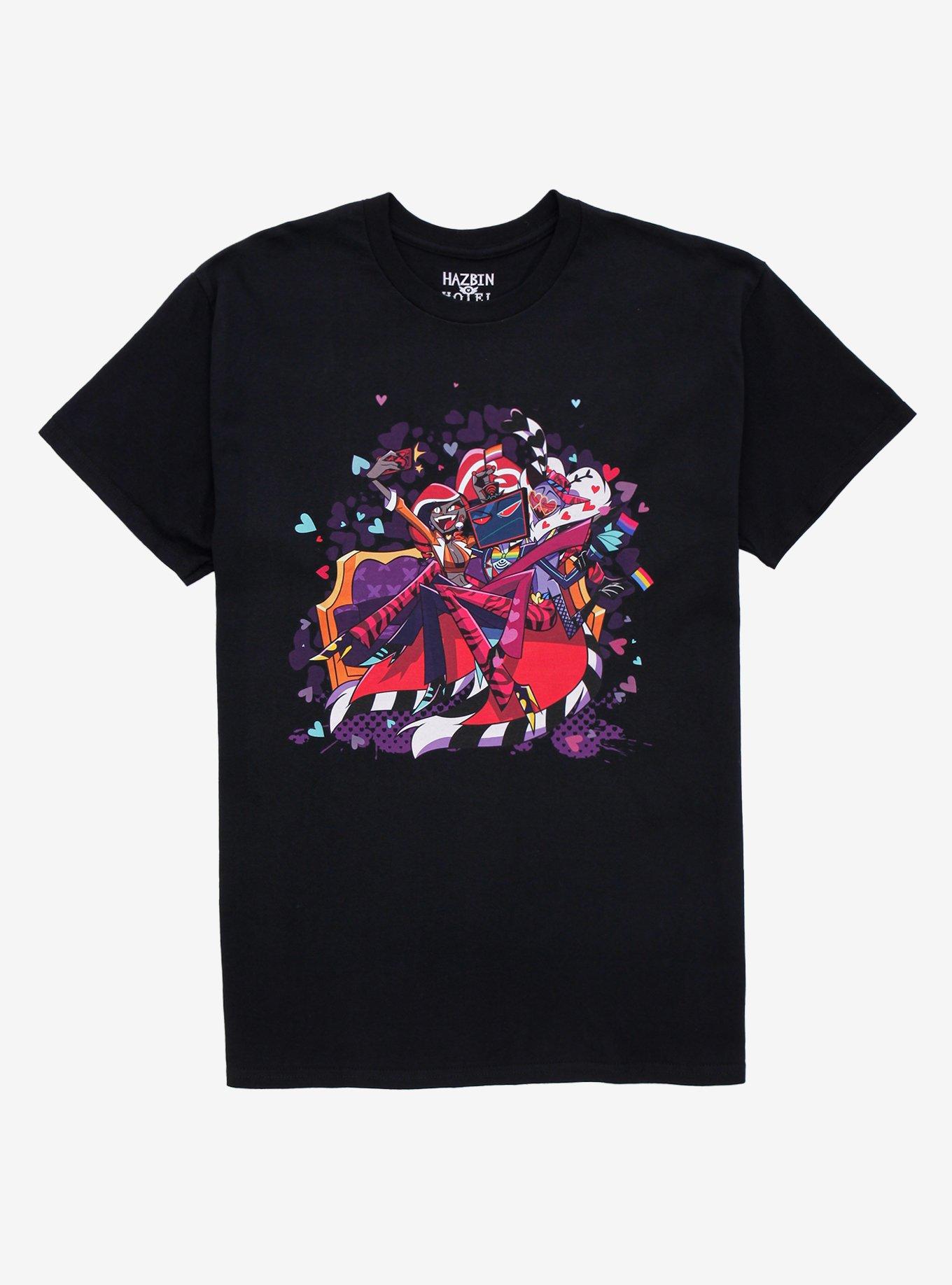 海外限定　Hot Topic ハズビンホテル　Vees Tシャツ Hazbin Hotel The Vees Pride Double-Sided T-Shirt Hot Topic