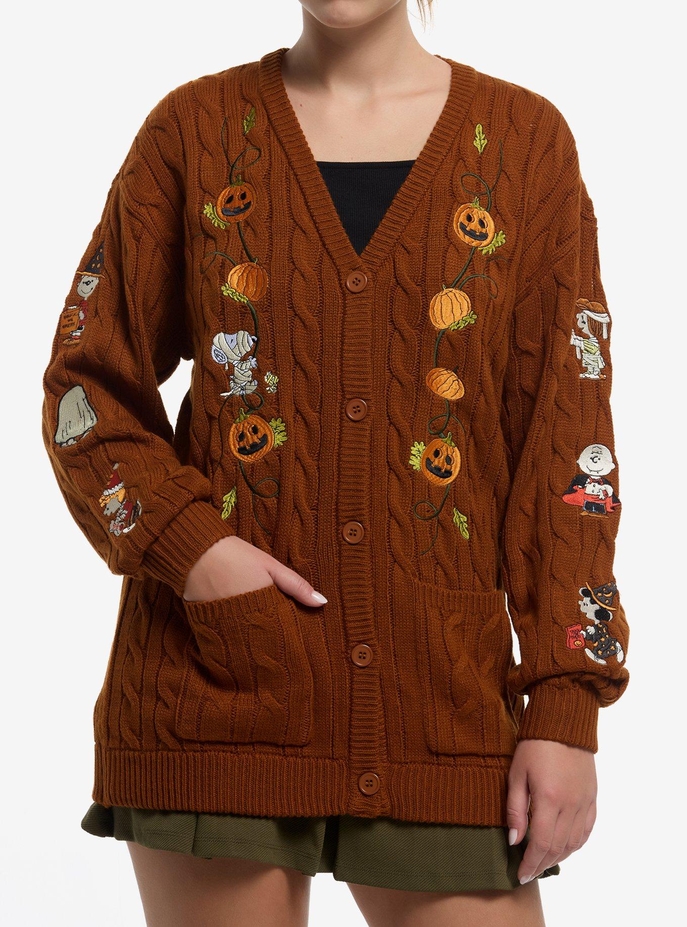 Peanuts Halloween Cable Knit Cardigan, , hi-res