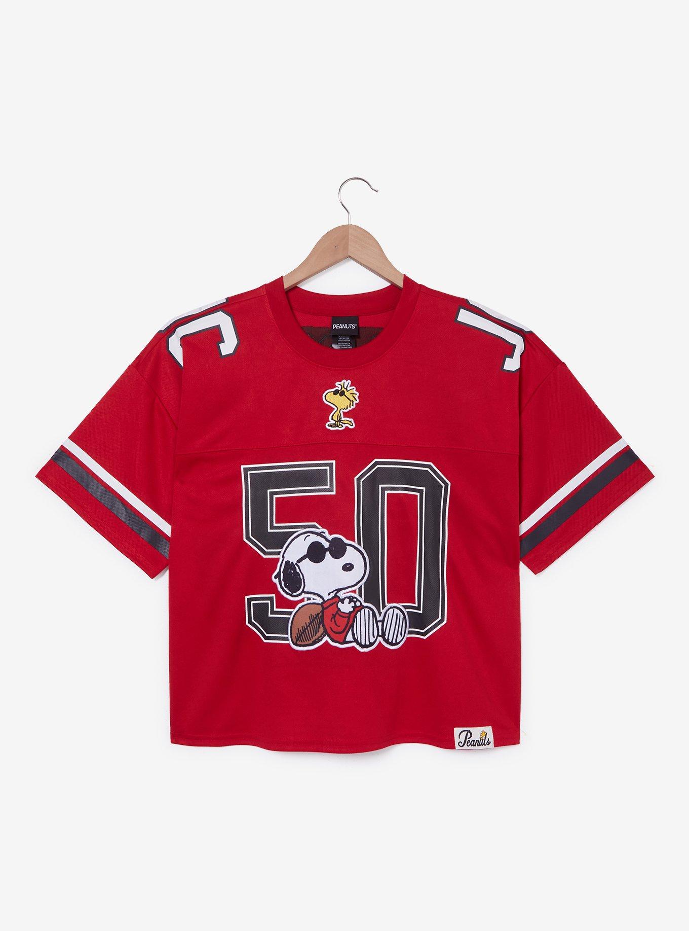 Peanuts Joe Cool Women's Plus Size Cropped Football Jersey - BoxLunch Exclusive, , hi-res