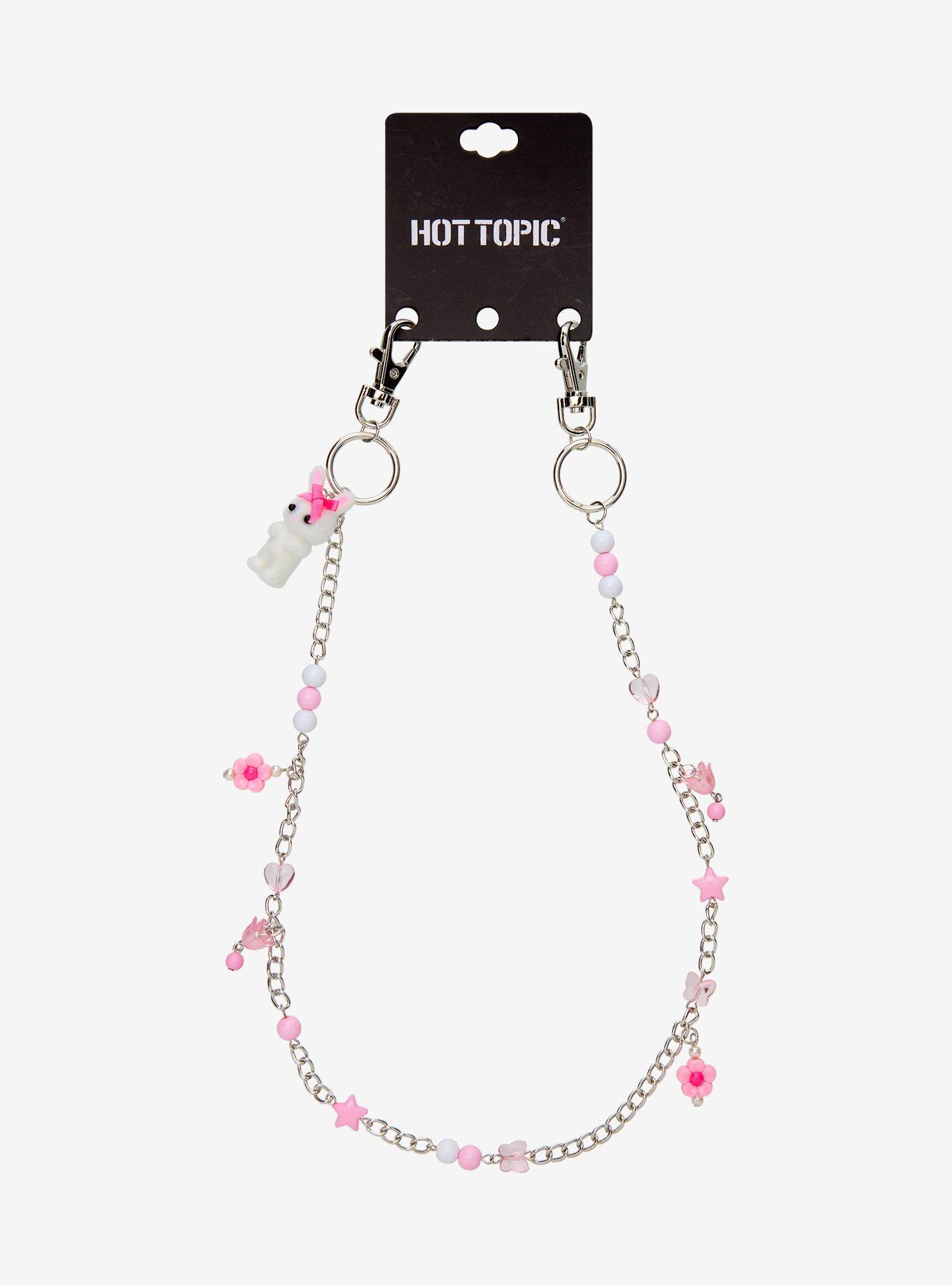 小物 skull bunny 00s wallet chain y2k Kawaii Bunny Pink 20 Inch Wallet Chain | Hot Topic
