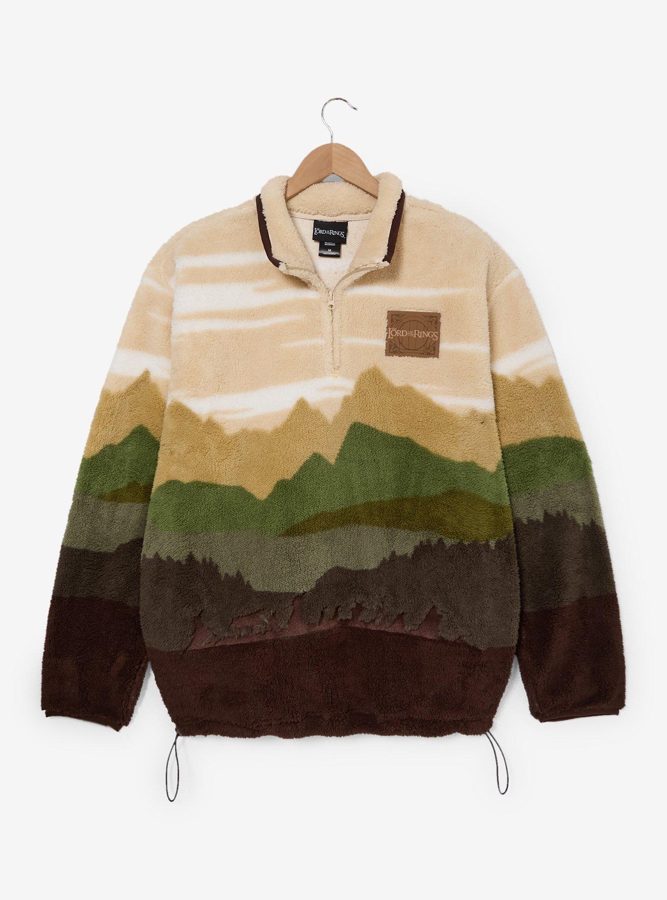 The Lord of the Rings Scenic Sherpa Quarter Zip Crewneck — BoxLunch Exclusive, , hi-res