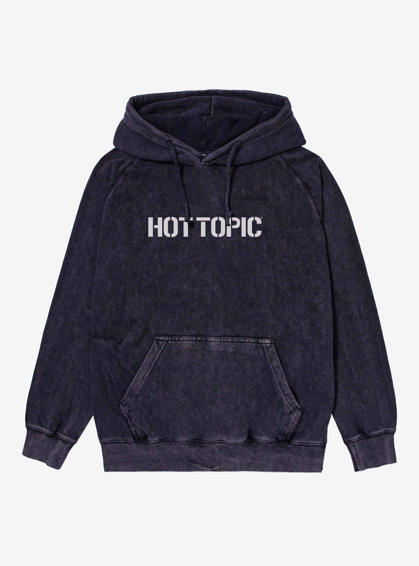Hot Topic Stencil Logo Mineral Wash Hoodie, , hi-res