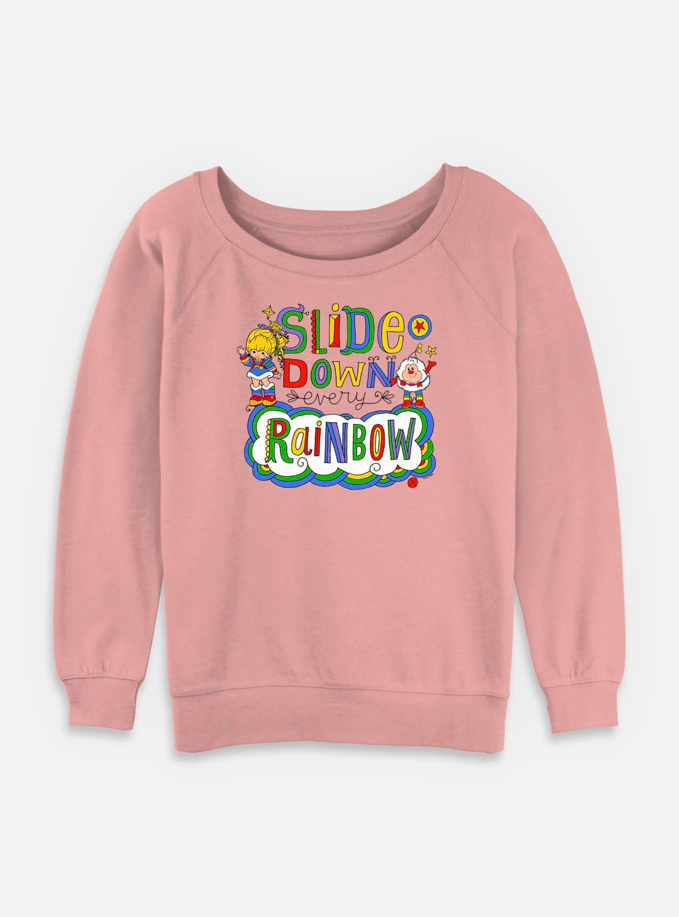 Rainbow Brite Down Every Rainbow Womens Slouchy Sweatshirt, DESERTPNK, hi-res