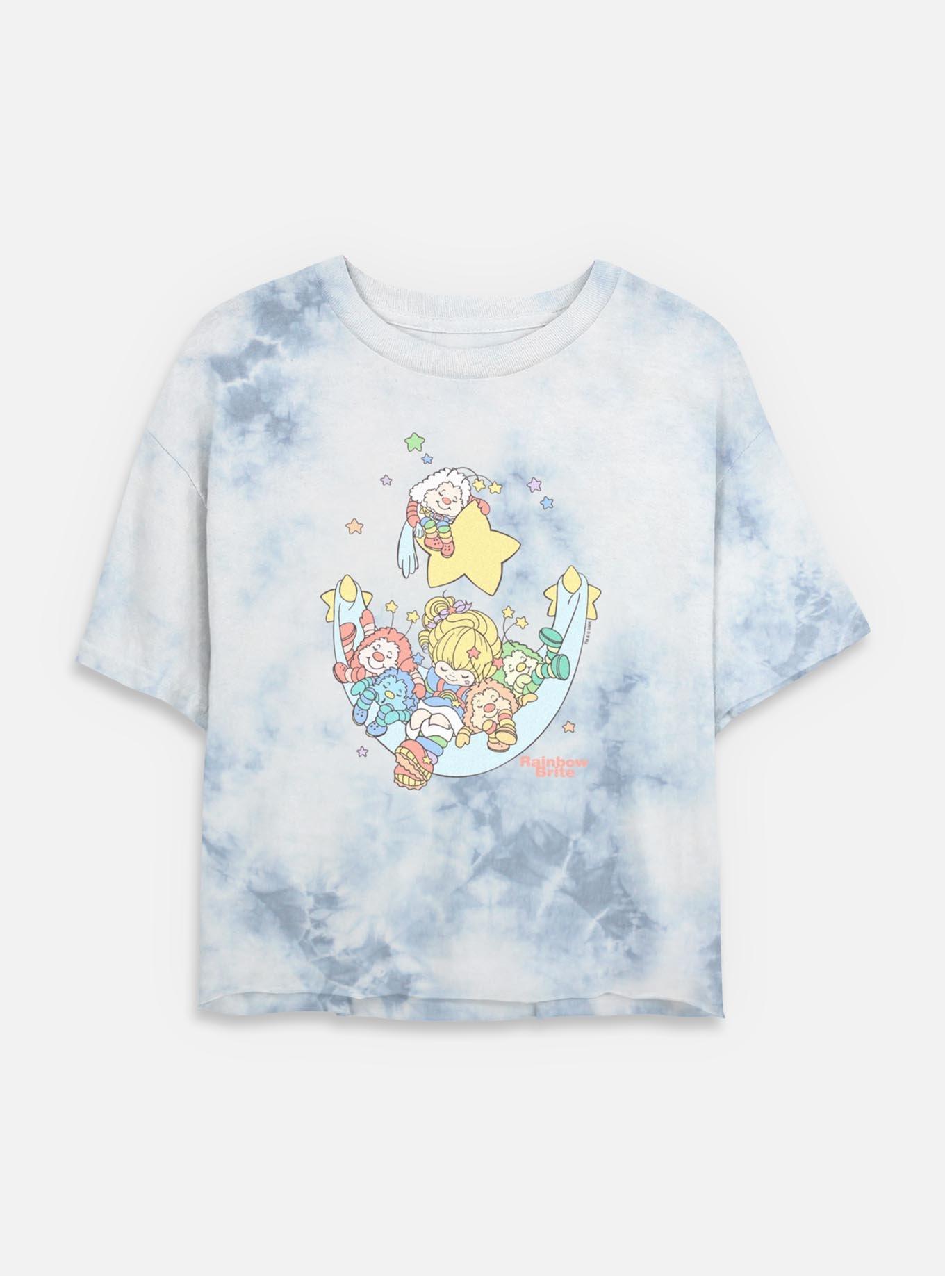 Rainbow Brite Sleeping Friends Stars Tie Dye Crop Womens T-Shirt, , hi-res