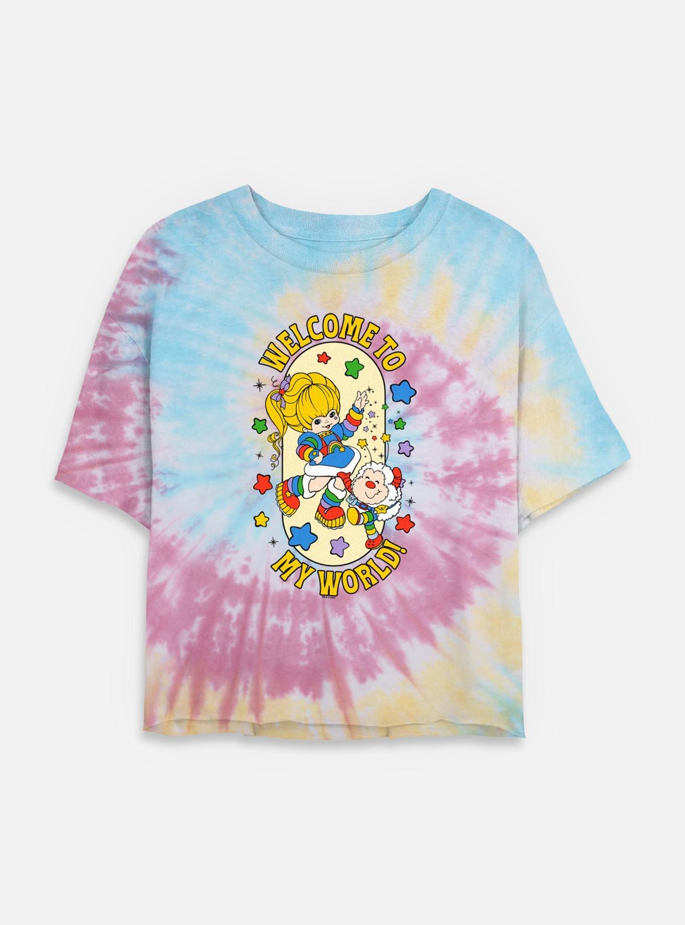 Rainbow Brite Welcome To My World Tie Dye Crop Womens  T-Shirt, , hi-res