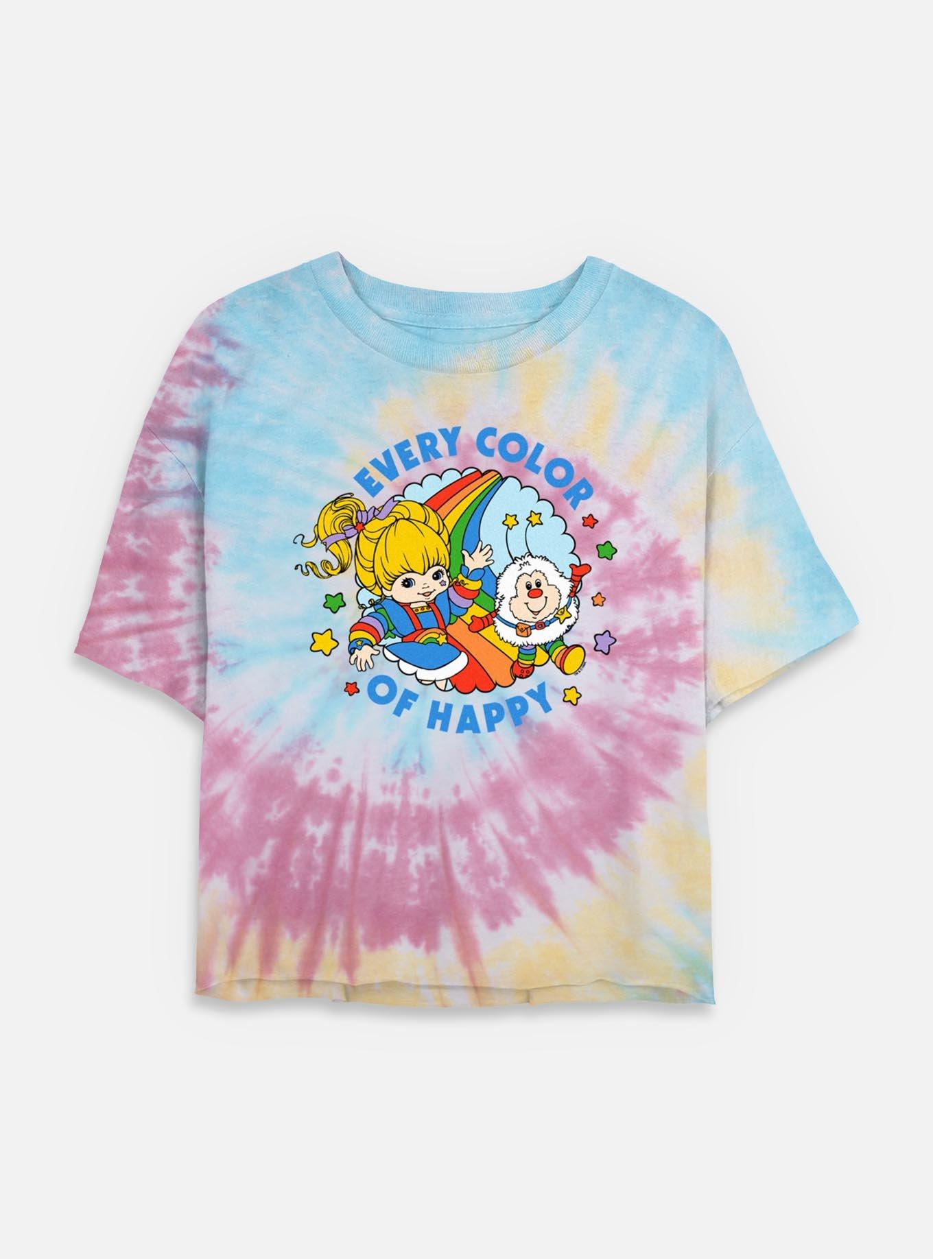 Rainbow Brite Every Color Of Happy Tie Dye Crop Womens  T-Shirt, , hi-res